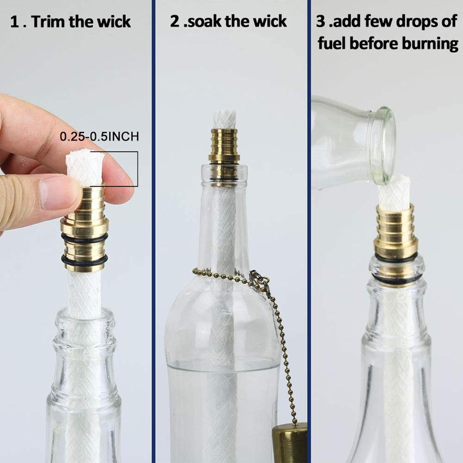 Tiki -Fackeldocht Outdoor Patio Light Backyard Torches - Sbing Set for Burners in Bottle Contains - Durable Drying, Lamp Cover - Copper Wine Bottles in a Bell image number 1