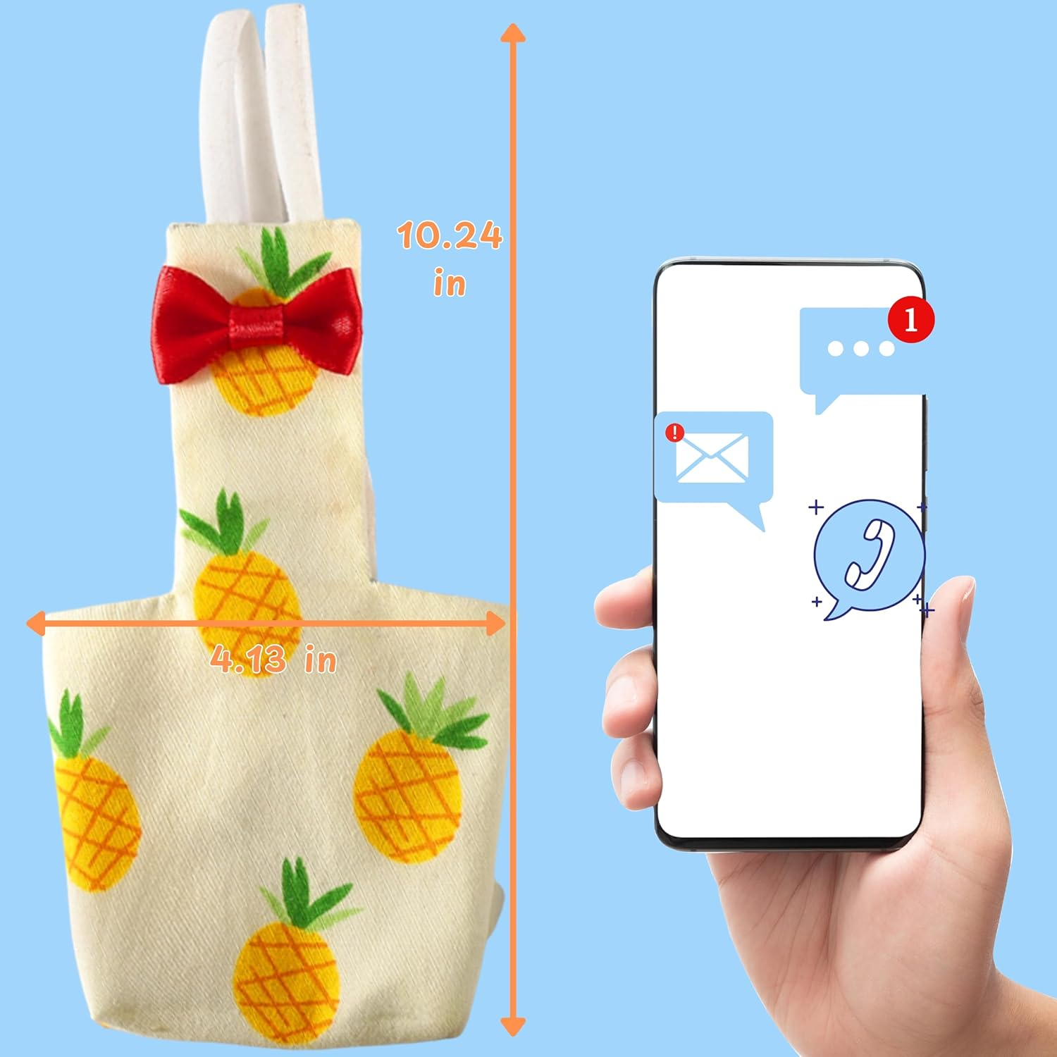 Birds Pigeon Diaper Pants Harness and Leash, Bird Diapers for Pigeons and Leash Harness, Diapers for Birds Cockatiel Parrot, Parakeet Diaper, Pigeon Pants, Parrot Clothes for Bird (Xl-Pineapple) image number 3