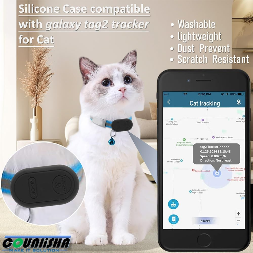 Silicone Holder Compatible for Samsung Galaxy Smarttag2 for Dog Collar,Slim Rubber Cover Pet Accessories,Secure Case for Galaxy Tag2 Tracker for Cat,Kids (2 Pack) image number 4