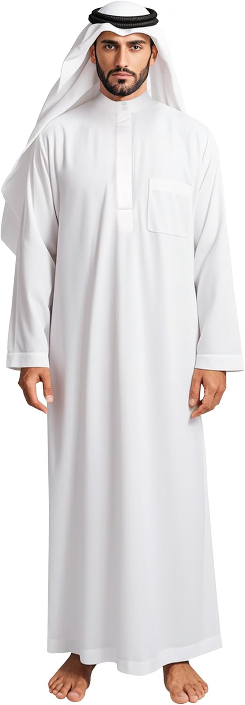HOMELEX Men'S Muslim Clothes Thobe Middle East Kaftan Saudi Arab Caftans Islamic Abaya Dress Dubai Robes image number 1