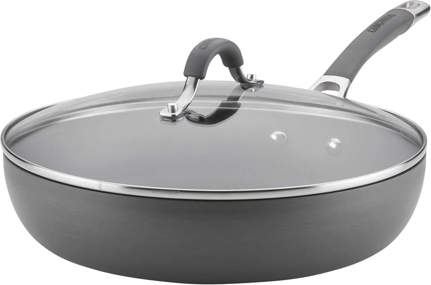 Circulon Radiance Deep Hard Anodized Nonstick Frying Pan/Skillet with Lid - 12 Inch, Gray image number 2