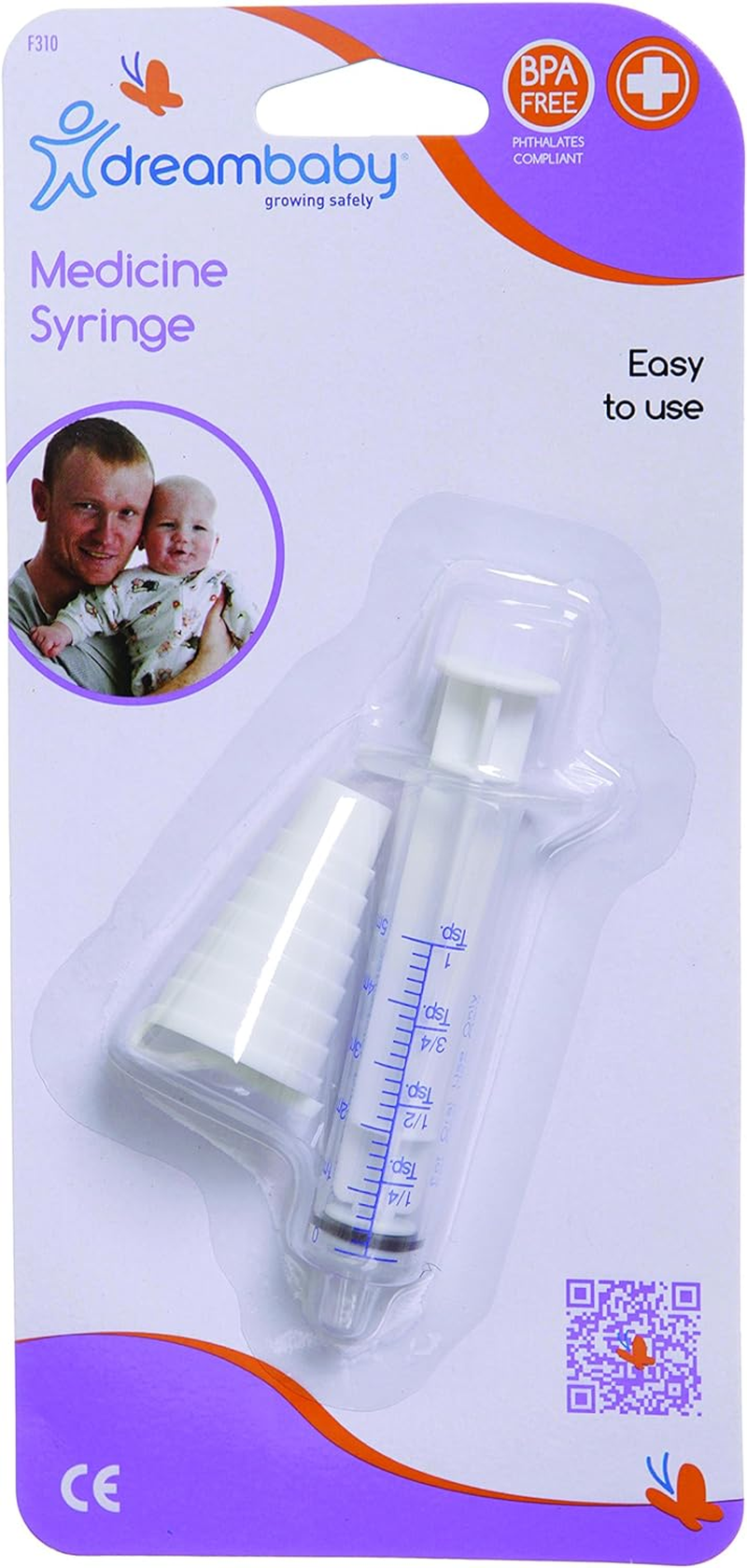 Dreambaby Baby Medicine Syringe - Clear Measurements Marks for Accurate Dosage - 5Ml Syringe with Cone Shaped Adapter for Easy Medicine Drawing