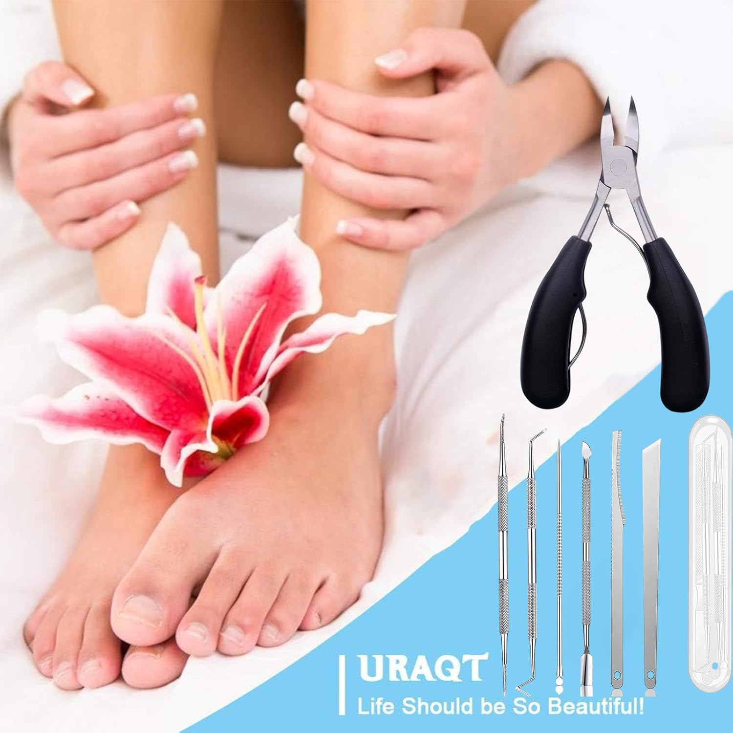 Ingrown Toenail Clippers, Professional Nail Clipper Set for Thick & Ingrown Nails, Stainless Steel Toe Nail Clippers with Long Handle, Suitable for Men and Women image number 3