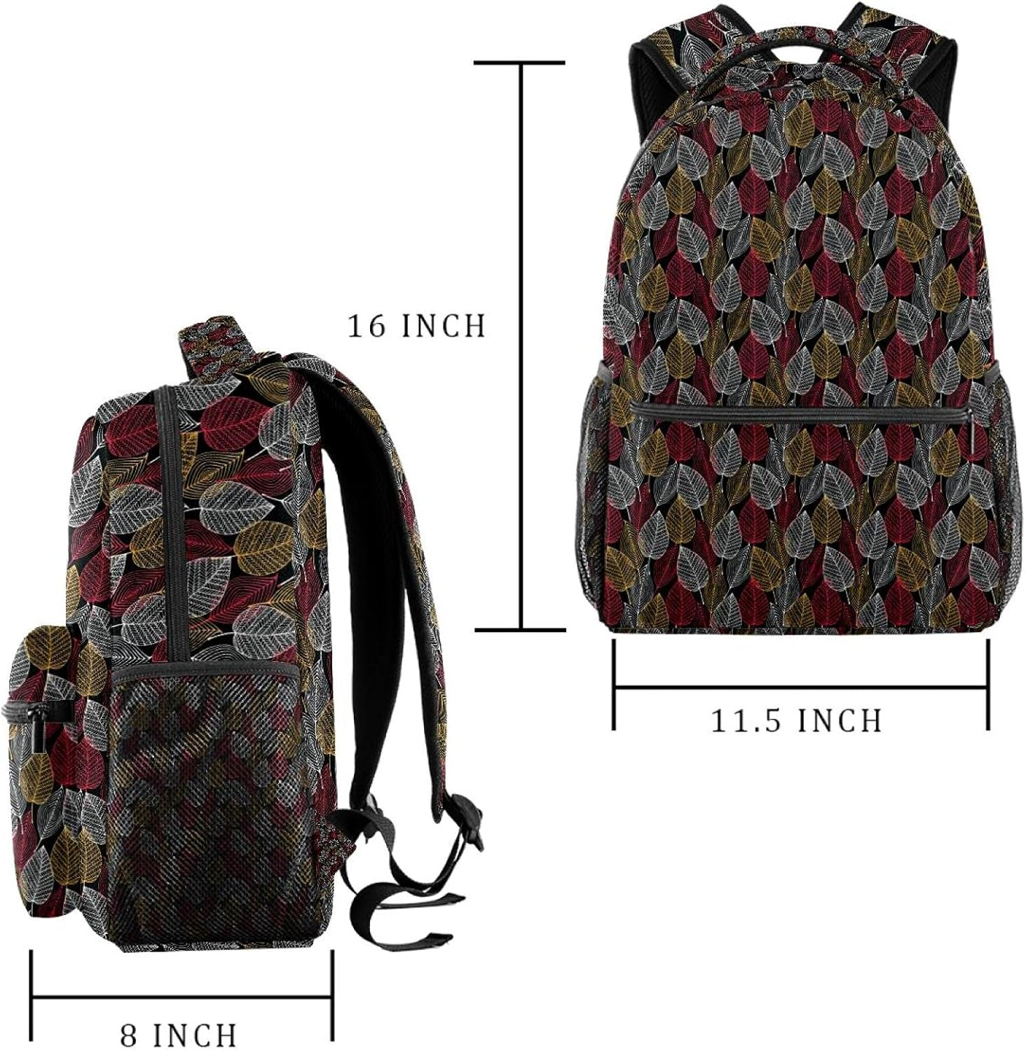 Lacy Leaf Skeleton Leaf Backpack Students Shoulder Bags Travel Bag College School Tote Backpacks image number 4