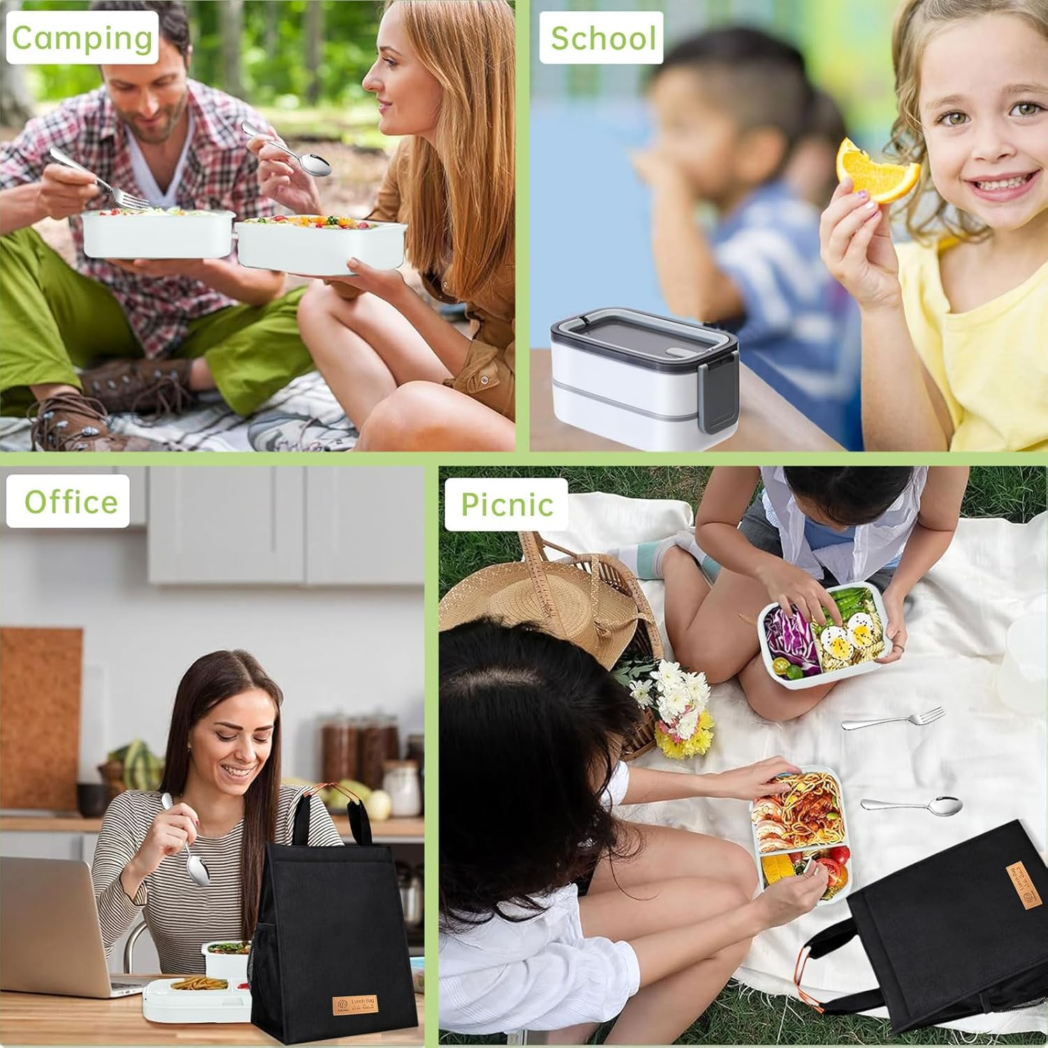 Stainless Steel Lunch Box: 1400Ml 304 Stainless Steel - BPA Free Leakproof Bento Box with Microwave-Safe - Thermal Insulation Detachable for Adults Students for Office School Worksites (White) image number 5