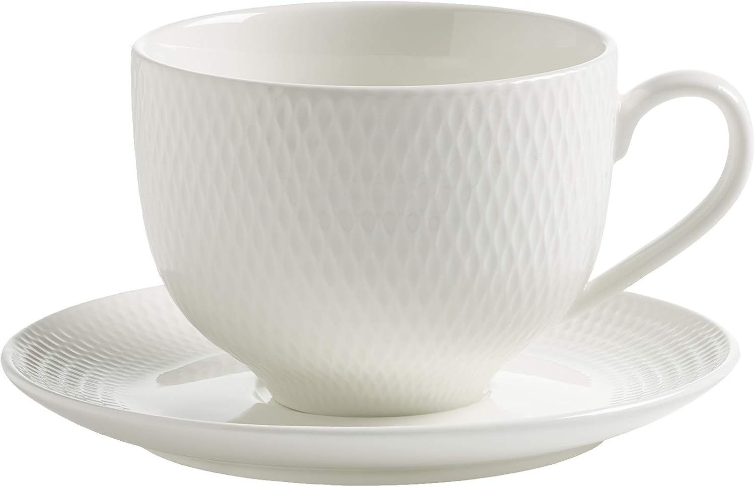 Maxwell & Williams White Basics Diamonds Tea Cup & Saucer 220ML