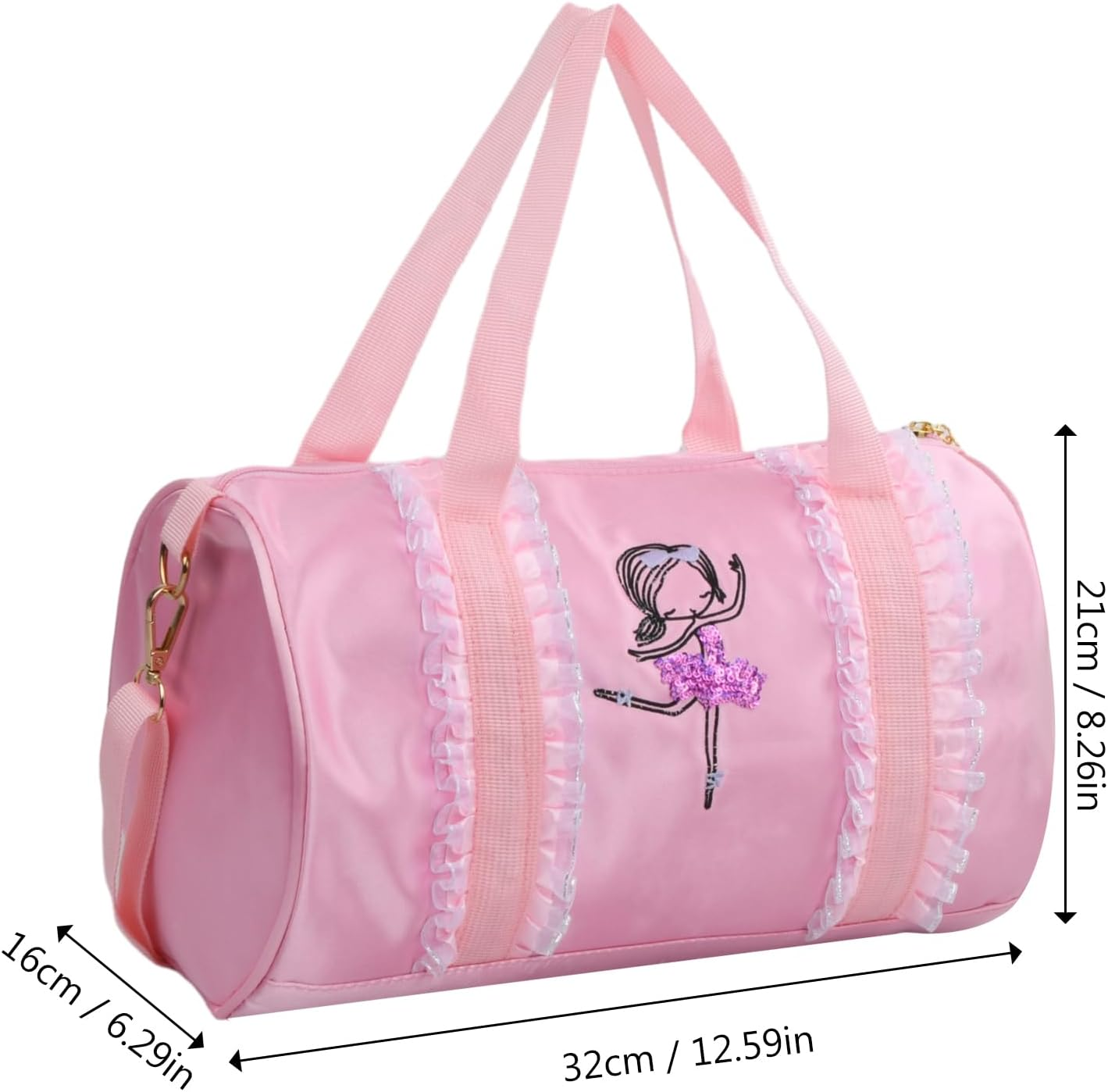 Pink Girls Ballet Dance Bag, Dancewear Storage Handbag Tote Crossbody Shoulder Bag Gymnastics Sports Bag Ballet Dance Duffle Bag for Ballerina Dancer image number 4