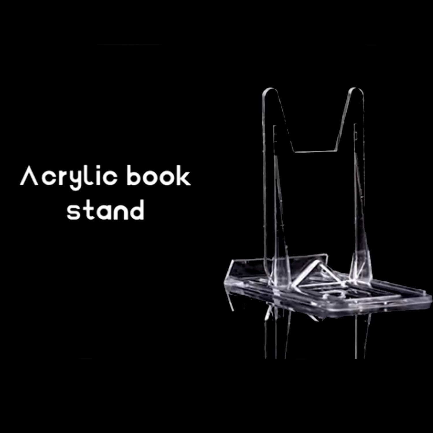 6 Pack Acrylic Book Stand for Display Adjustable Clear Book Display Holder Easel Stand Collector Display Stand for Home Office Back to School Comic Book Album CD Magazine Postcard Picture Artworks