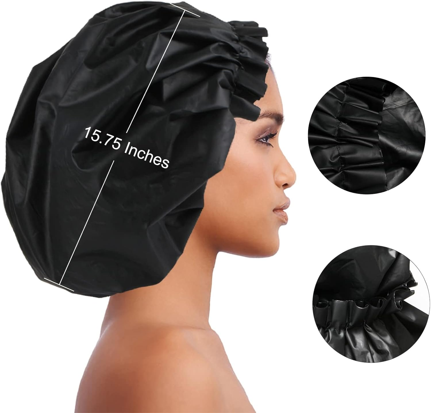 FIENSYDL Extra Large Shower Cap, Jumbo Adjustable, Reusable Shower Caps for Dreadlocks, Waterproof Bath Cap for Women, Girls, Braids, Long Hair, SPA image number 2