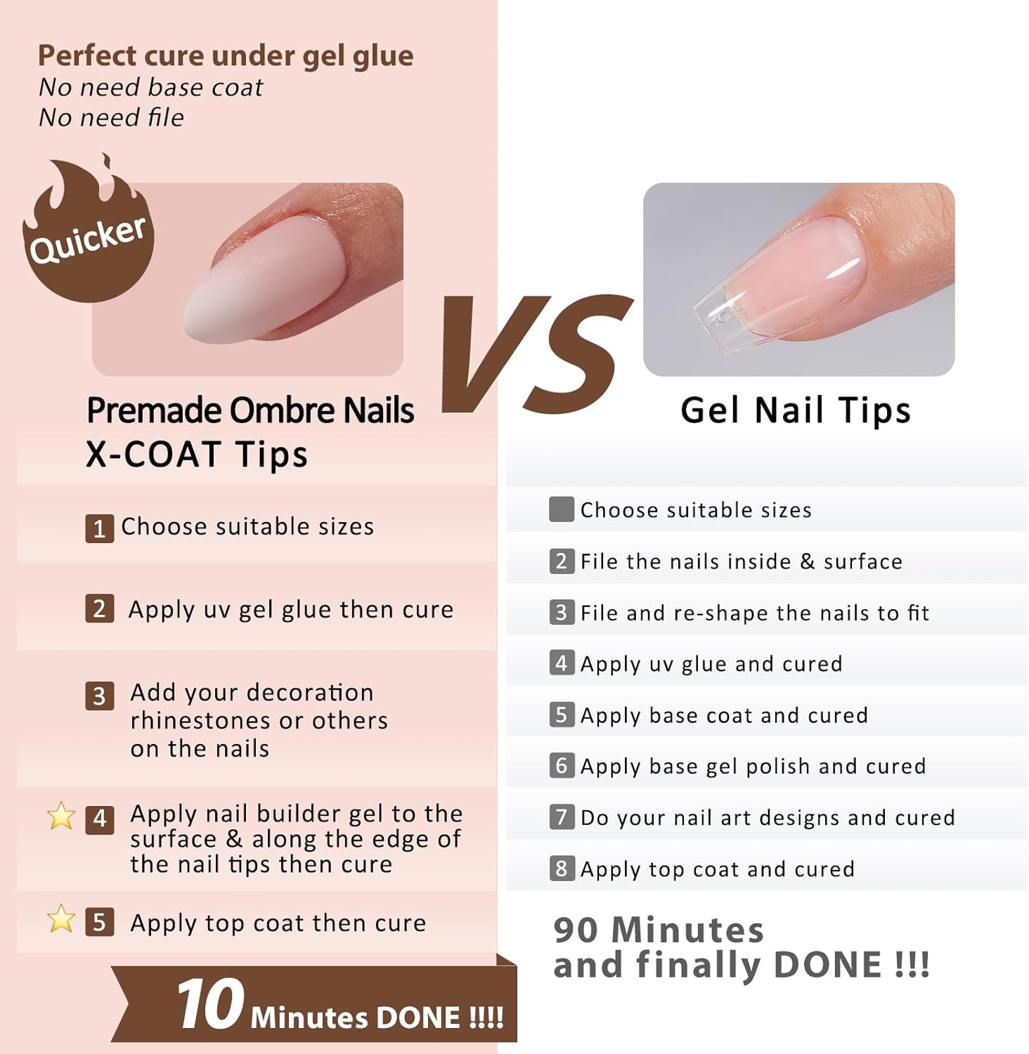 Btartboxnails XCOATTIPS Ombre Nails - Short Almond Press on Nails, 160Pcs 16 Sizes Nude Press on Nails Peach, Soft Gel Nails False Nail, Soak off Acrylic Fake Nails Extensions image number 4