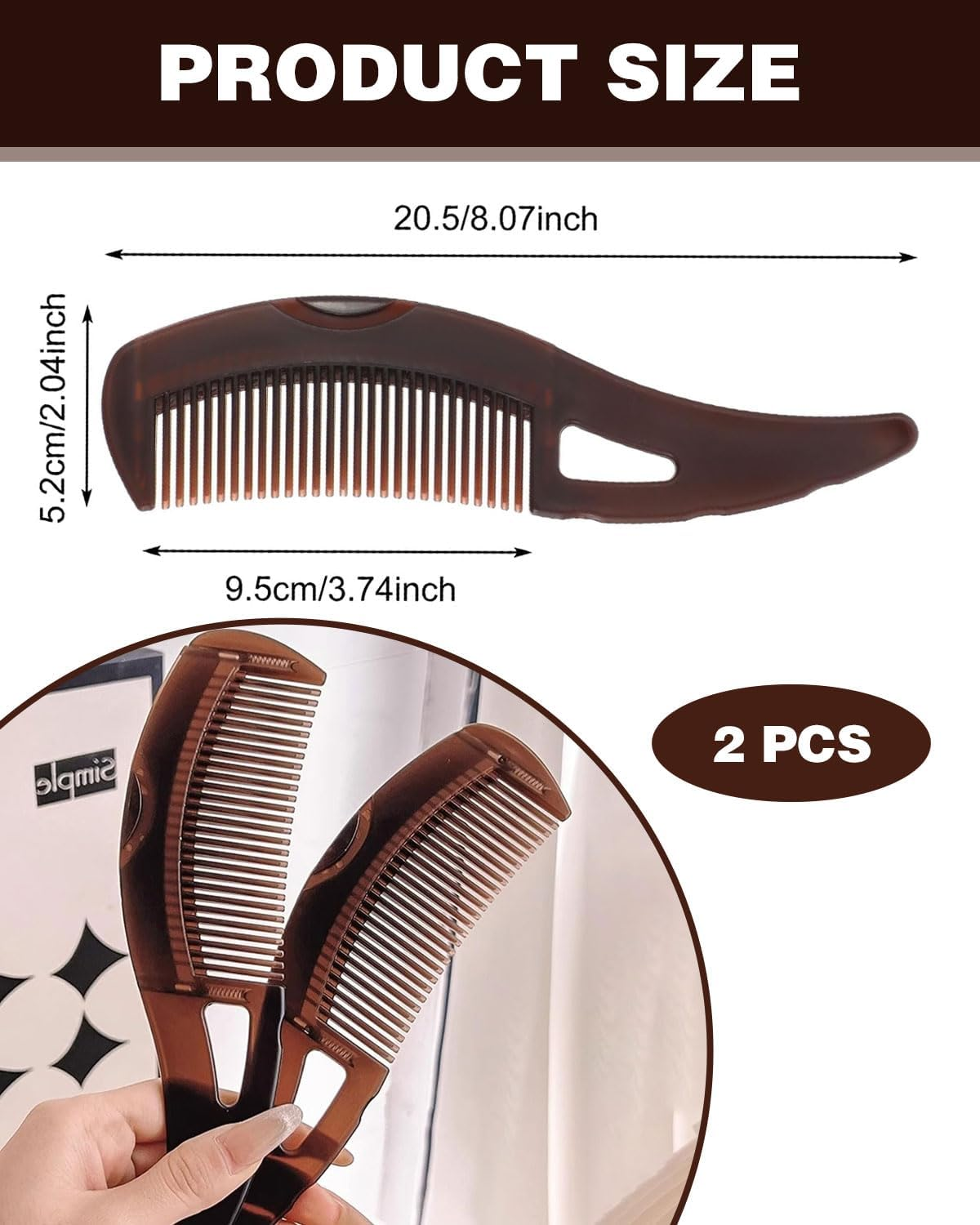 BPTRKOM Pack of 2 Self-Cleaning Dandruff Comb with Energy Massage - Special Brush for Dandruff Removal & Hair Degreasing - for Healthy Scalp & Better Hair Quality (Men & Women) image number 5