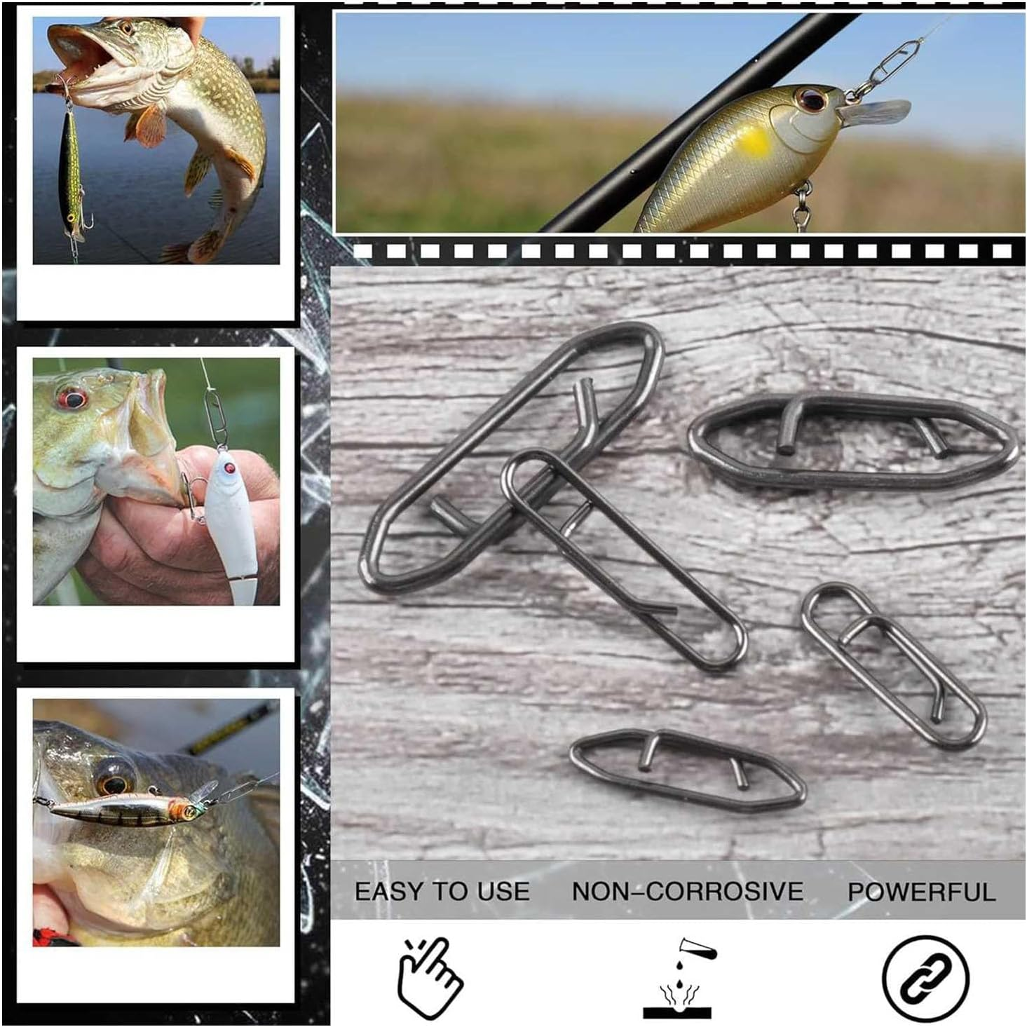 Songholee Fishing Line Snaps, Wanfoou 60Pcs Fishing Power Clips,Power Fishing Clips Snaps Quick Change, Stainless Steel Swivels Clips Quick Change Lure Connector for Fishing Enthusiast image number 6