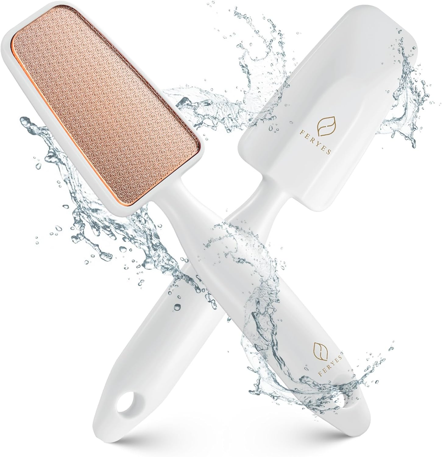 FERYES Glass Foot File Callus Remover - Long Handle Glass Foot Scrubber for Dead Skin, Cracked Heel Scraper Buffer - Professional Pedicure Tool for Smooth, Beautiful Feet - White image number 5