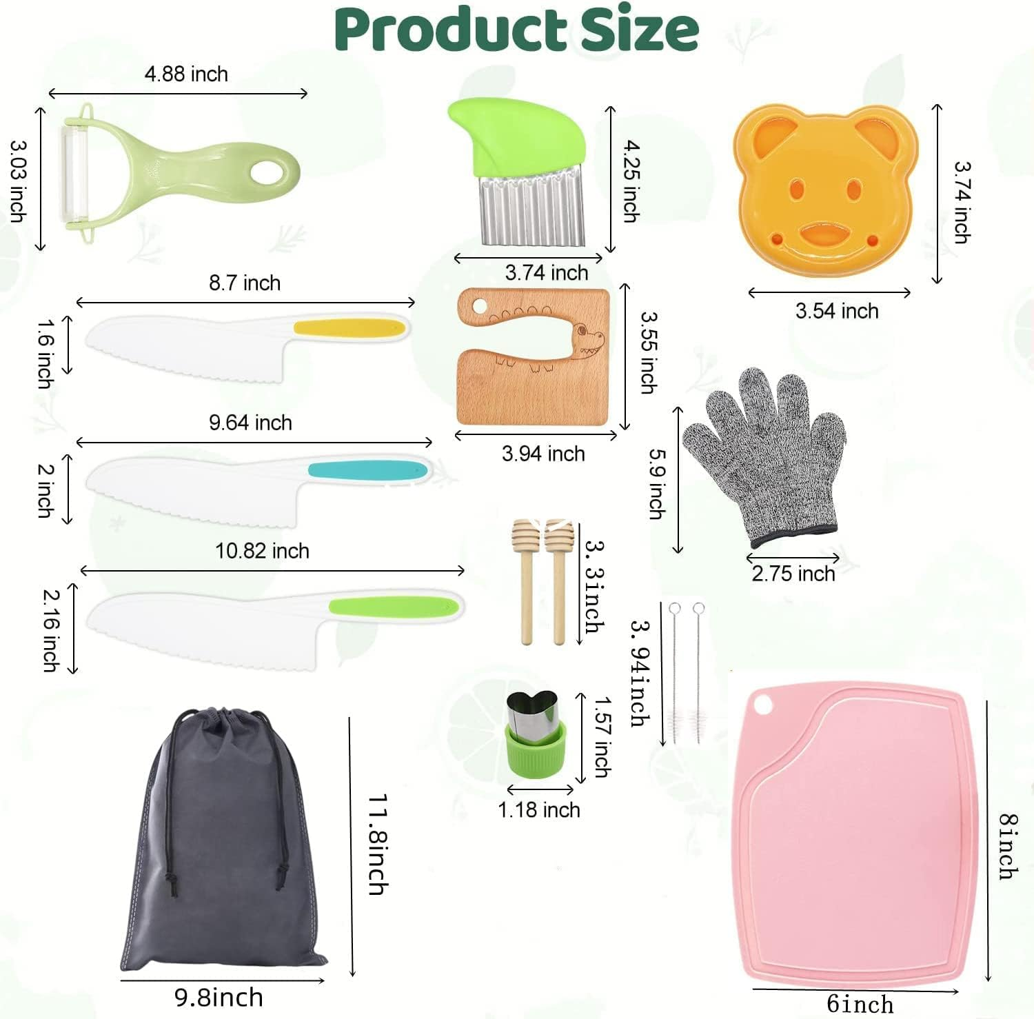 27 Piece Children'S Wooden Kitchen Knife Set with Wooden Children'S Knife, Vegetable Cookie Cutters, Plastic Toddler Knife, Crinkle Cutter, Sandwich Cutter and Many More image number 4