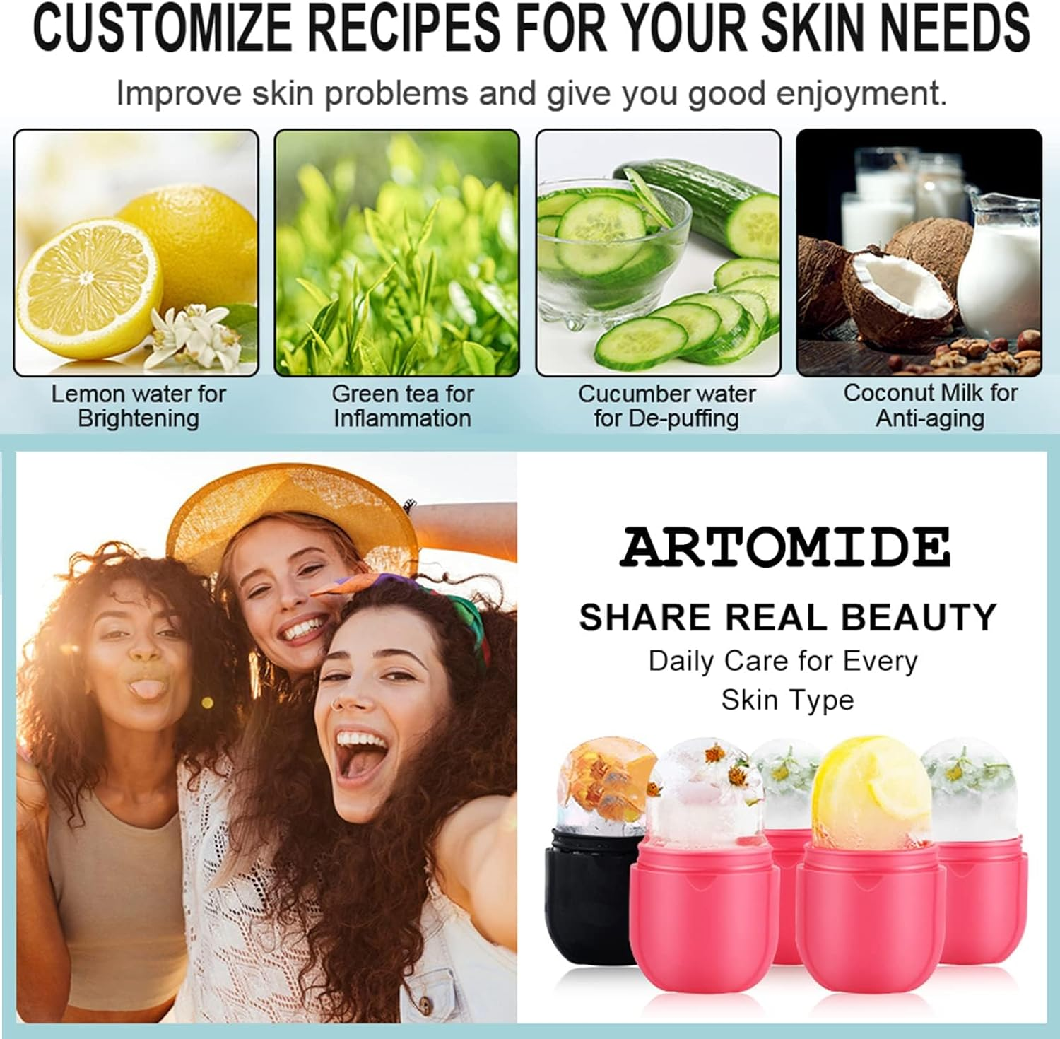 Ice Roller for Face, Topavatop Silicone Ice Face Roller Skin Care, Facial Ice Roller Icing Tool, Ice Holder for Face, Icing Ice Mold for Face, Icing Face Ice Pod Skincare image number 1