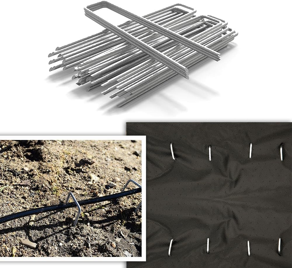 Landscape Staples 6 Inch 50 Pack Garden Stakes Galvanized Lawn Stake U-Type Turf Staples for Weed Barrier Fabric Holding Fence Rust Proof Sod Pins Stakes for Securing Netting Ground Sheets image number 2