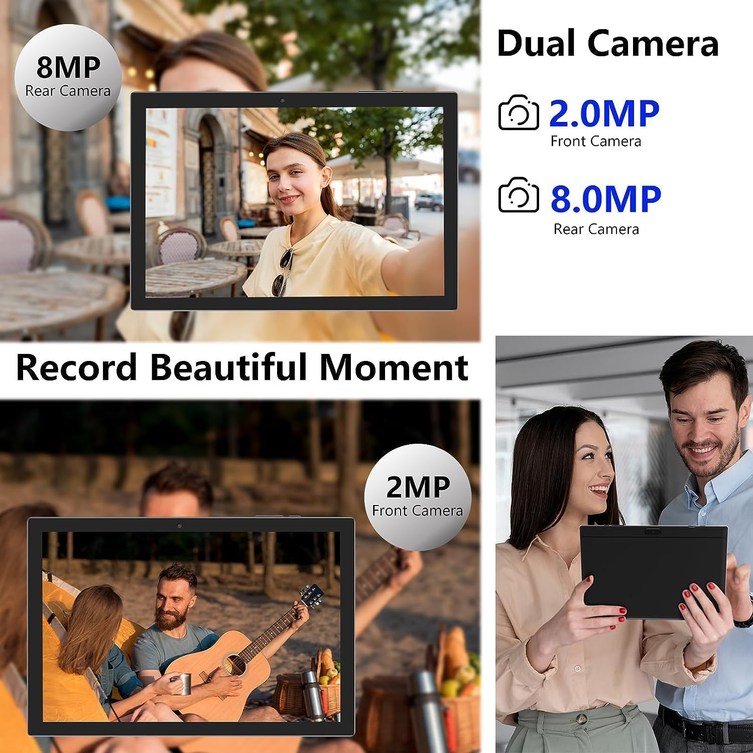 Android 15 Tablet 10 Inch, 18GB RAM+128GB ROM/2TB Expandable, 2 in 1 Tablets with Keyboard Case Mouse Stylus, 2.0Ghz Quad-Core Processor, 1280*800 IPS HD Screen, 5G Wifi 6 BT 5.0, 8MP Camera Tablet PC image number 3