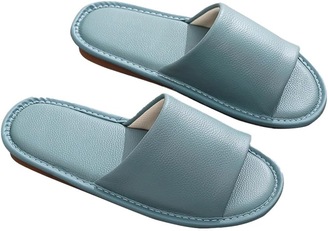 Leather Slippers for Old Men Women，Comfortable and Durable, with a Non-Slip Oxford Sole. Suitable for All Seasons(Khaki,41/42 EU)