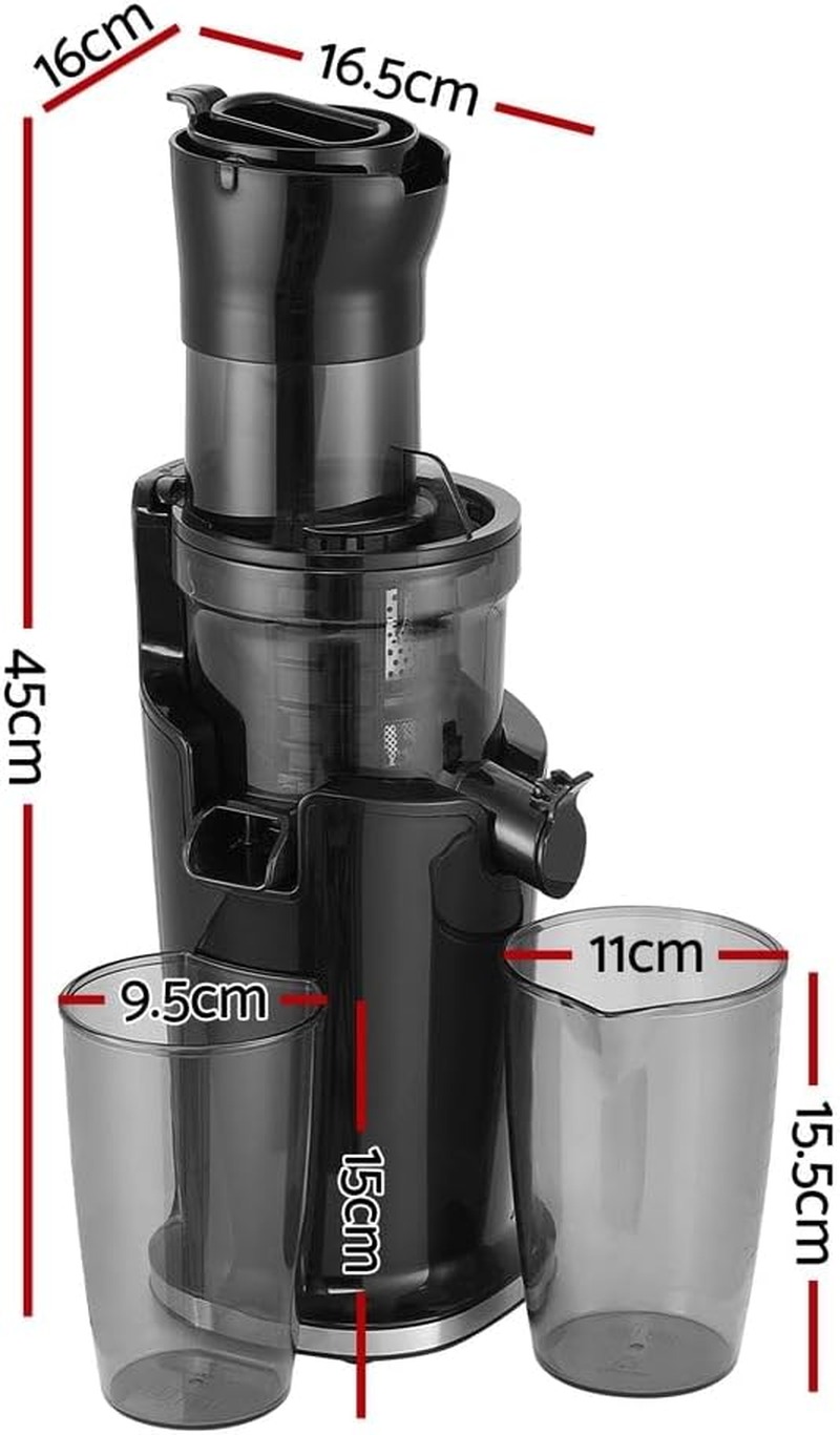 Devanti Slow Juicer Cold Press Fruit Extractor Vegetable Processor 200W Black image number 1