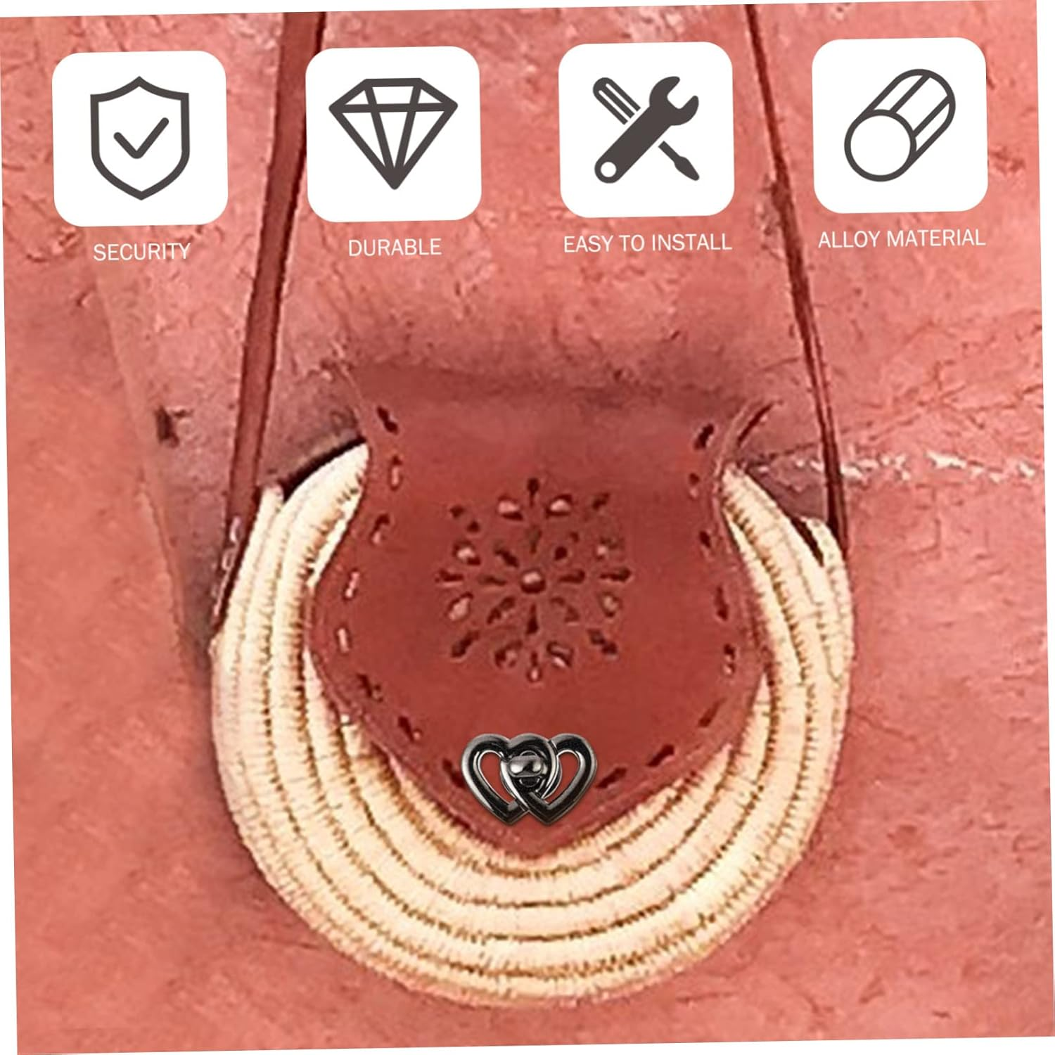 HOMSFOU 4Pcs Heart Shape Turn Locks for Suitcase Bag TSA Approved Metal Travel Locks image number 4