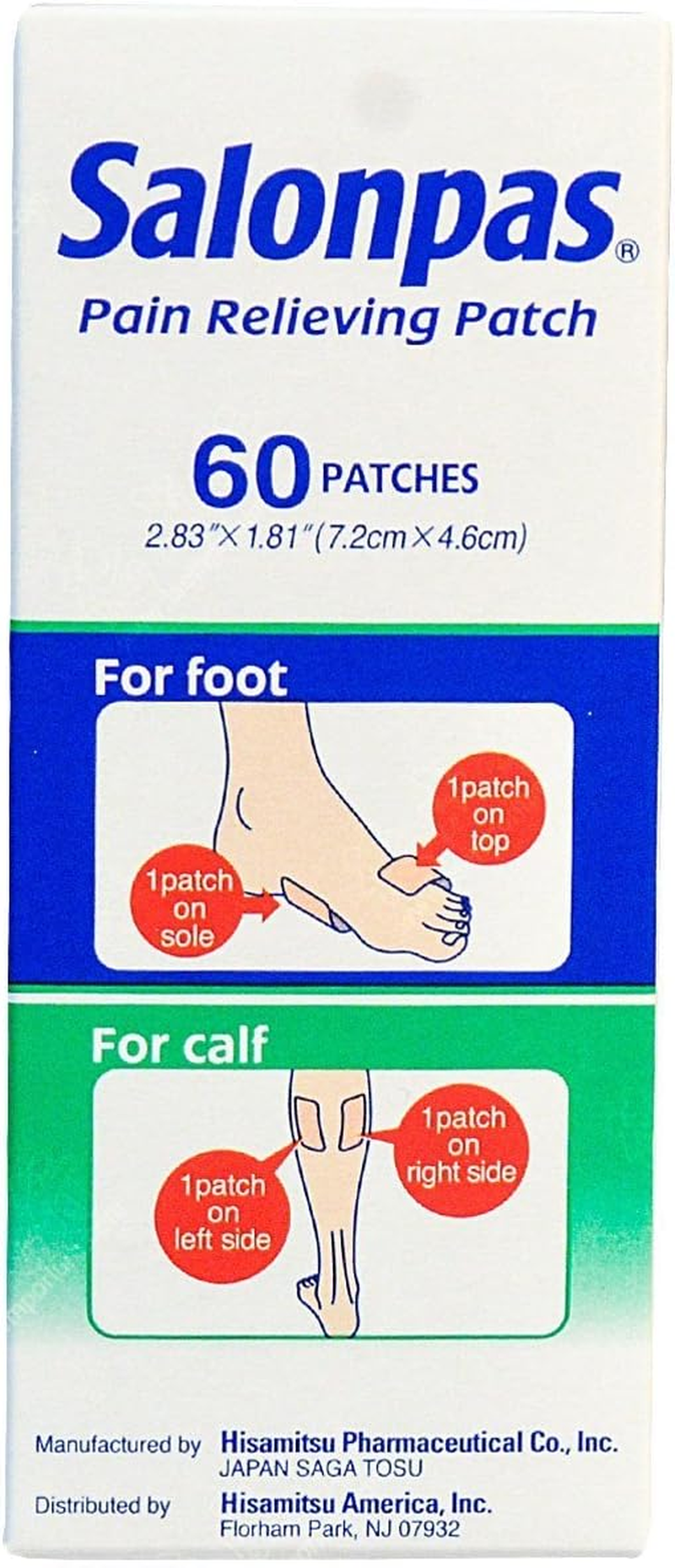 SALONPAS Pain Relieving Patch 2.83X1.81 60 Patches (60 Patches)