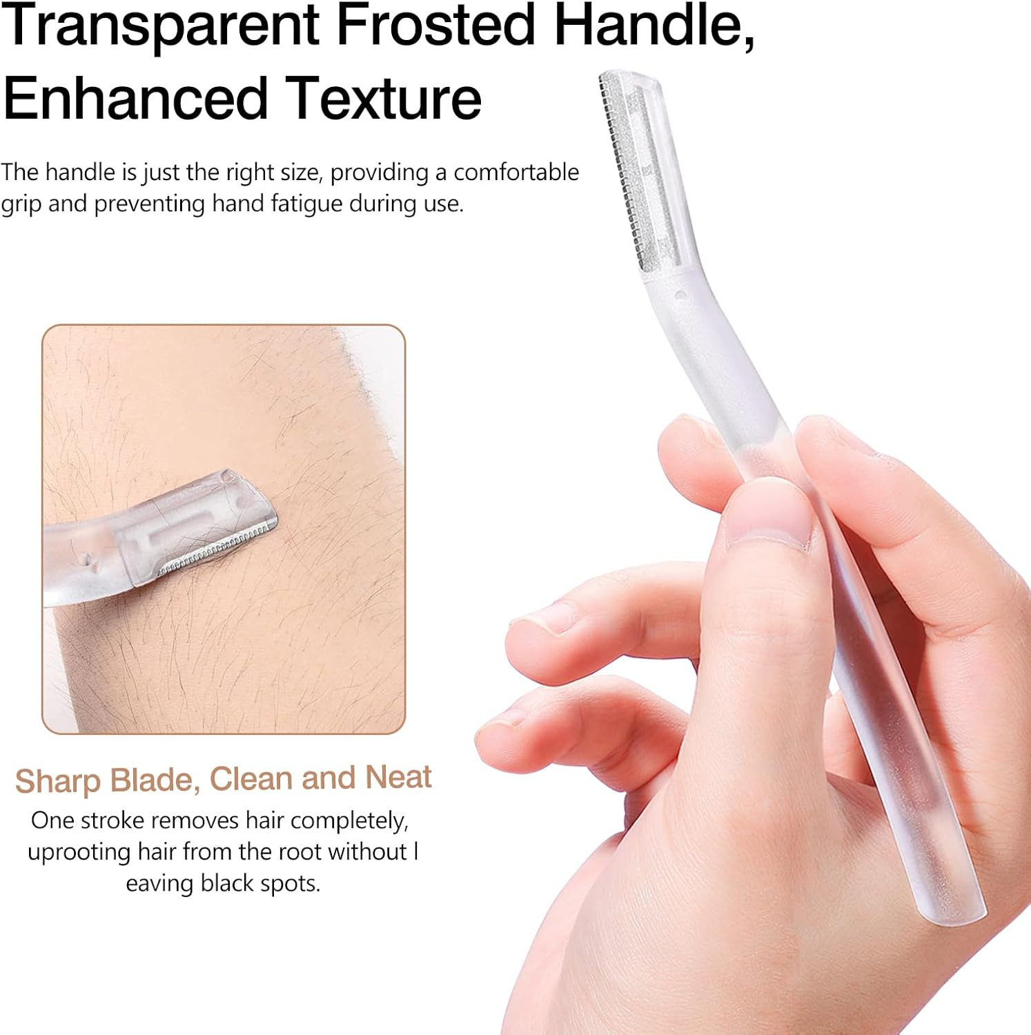 Kootinn 10-Pack Professional Dermaplaning Razor for Women: Peach Fuzz, Facial & Eyebrow Hair Removal, Transparent image number 6