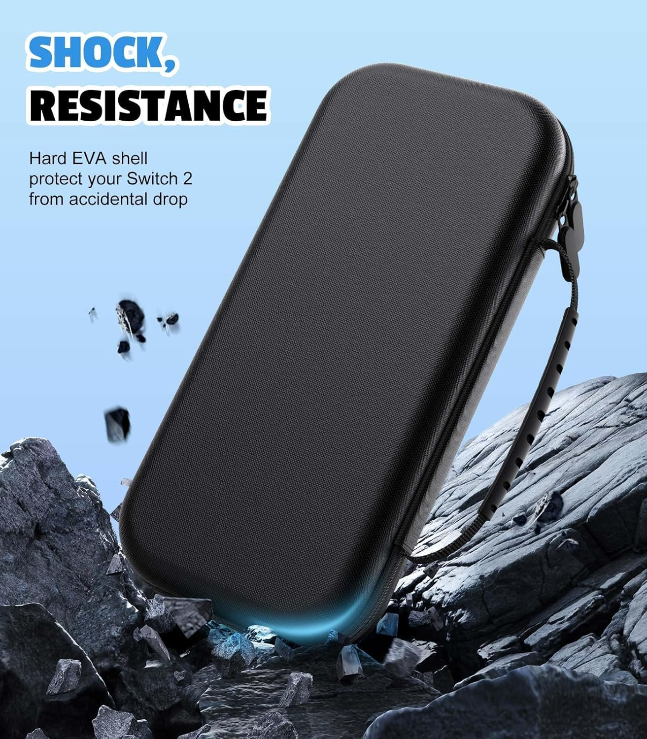 Carry Case for Nintendo Switch 2 (2025), Funcyboo Hard Shell Travel Case with 10 Game Card Slots Lightweight and Large EVA Travel Pouch Carry Hand Bag Pouch Accessories for Switch 2 -Black image number 6