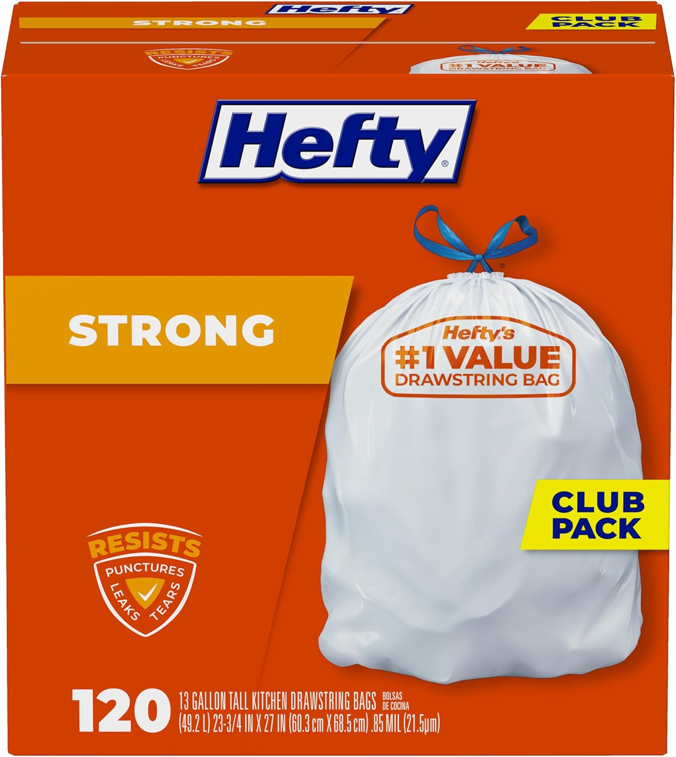 Hefty Strong Tall Kitchen Trash Bags - 13 Gallon, 120 Count image number 3