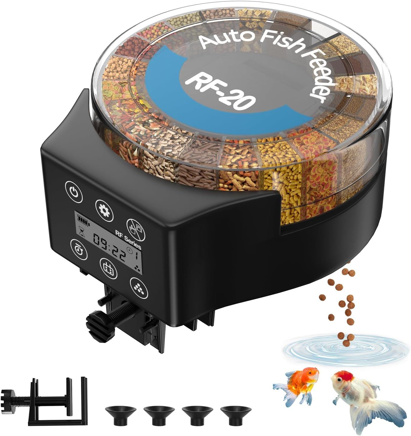 Bluefire Automatic Fish Feeder Timer Feeder for Fish Food Dispenser, Moisture-Proof Auto Fish Feeder Turtle Feeder with LCD Display for Aquarium or Fish Tank image number 2