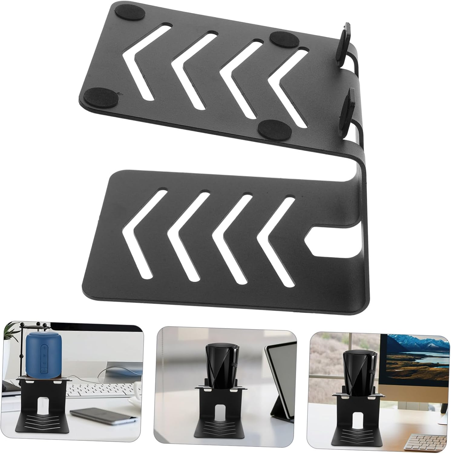 Alasum Audio Elevated Rack Metal Speaker Stands for Desktop Hifi Speaker Cooling Stand Storage Computer Gaming Desk image number 1