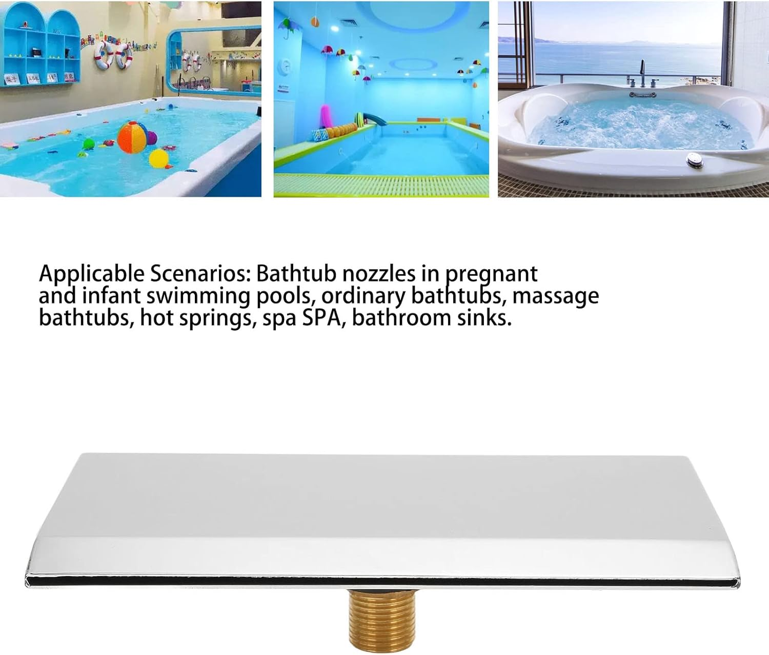 Pergar Pool Waterfall Fountain, Wall Mounted Waterfall Outlet Nozzle, G1/2 External Thread, Silver