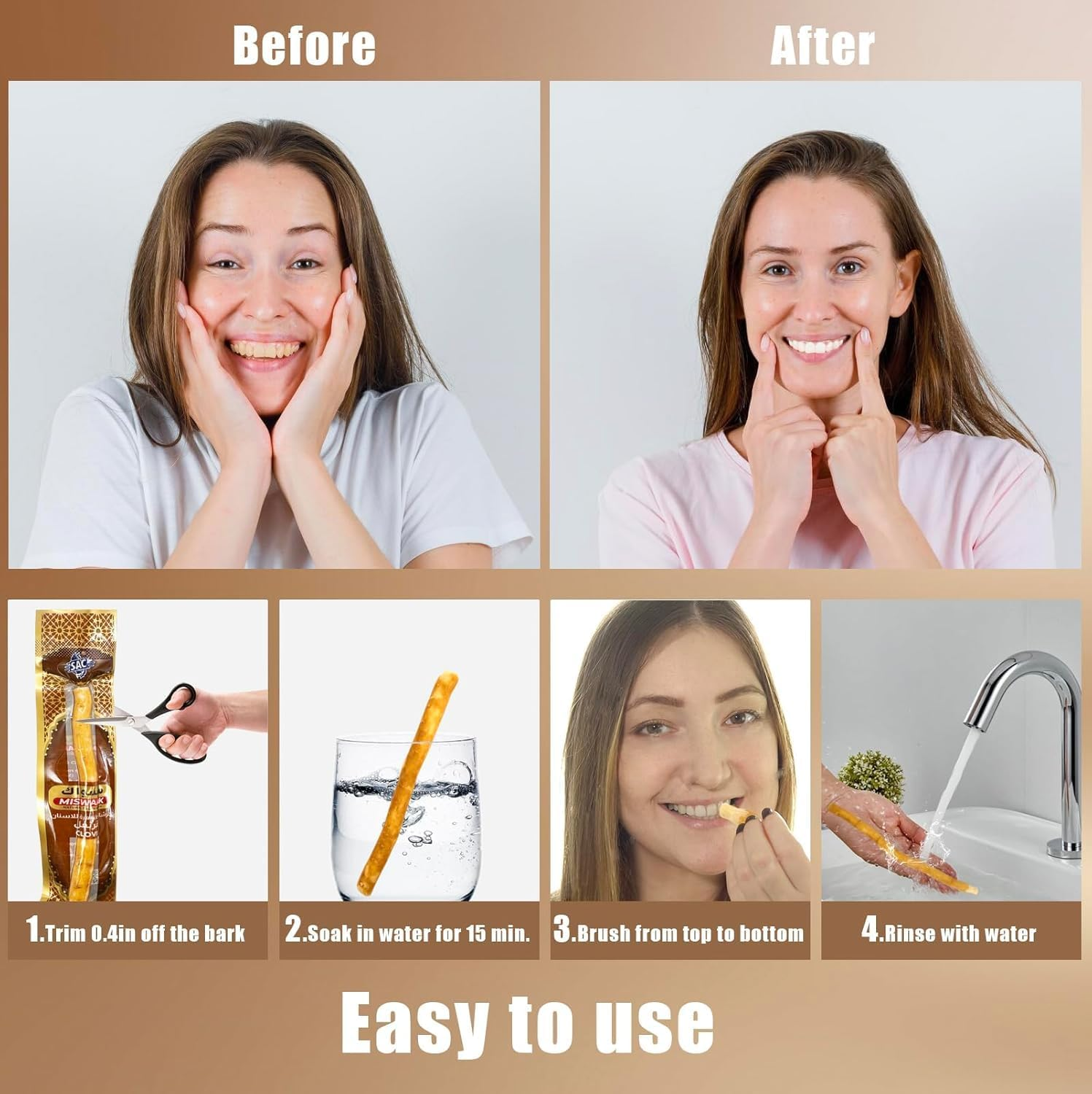 12 Pack Natural Miswak Toothbrush - Vacuum Sealed Traditional Toothbrush Stick - for Healthy Teeths,Gums and Fresh Breath (Clove Flavor) image number 1