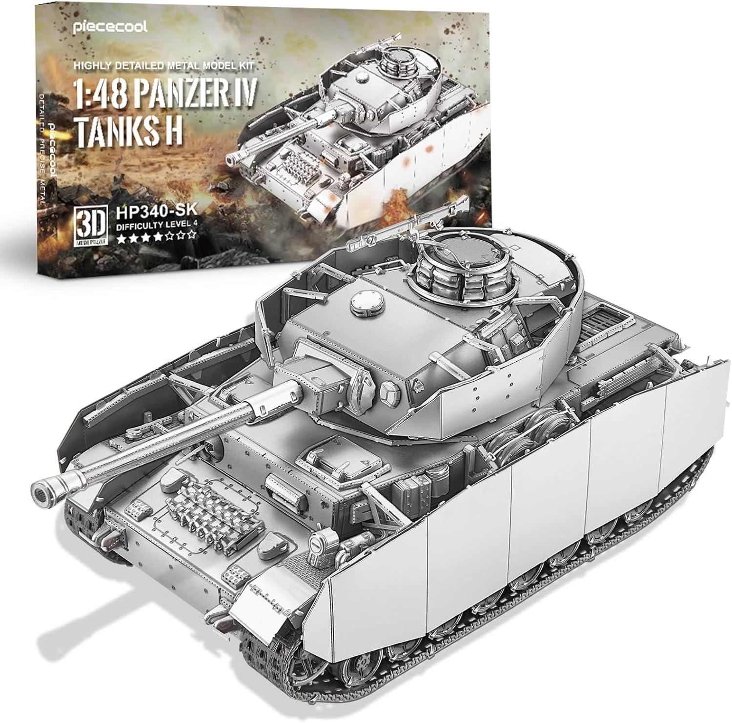 Piececool Metal 3D Puzzles for Adults, Germany Panzer IV Tanks Model Building Kits (1:48 Scale), DIY Assembling Arts and Crafts, Best Christmas Birthday Gifts image number 2