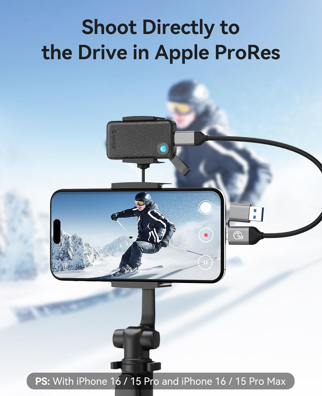 ORICO 1TB Portable SSD, up to 2000Mb/S, USB 3.2 Gen 2X2, Ultra-Mini, Compact with 2 in 1 USB C Cable, External Solid State Drives, Reliable Storage for USB C Smartphone, Tablet, PC - B20