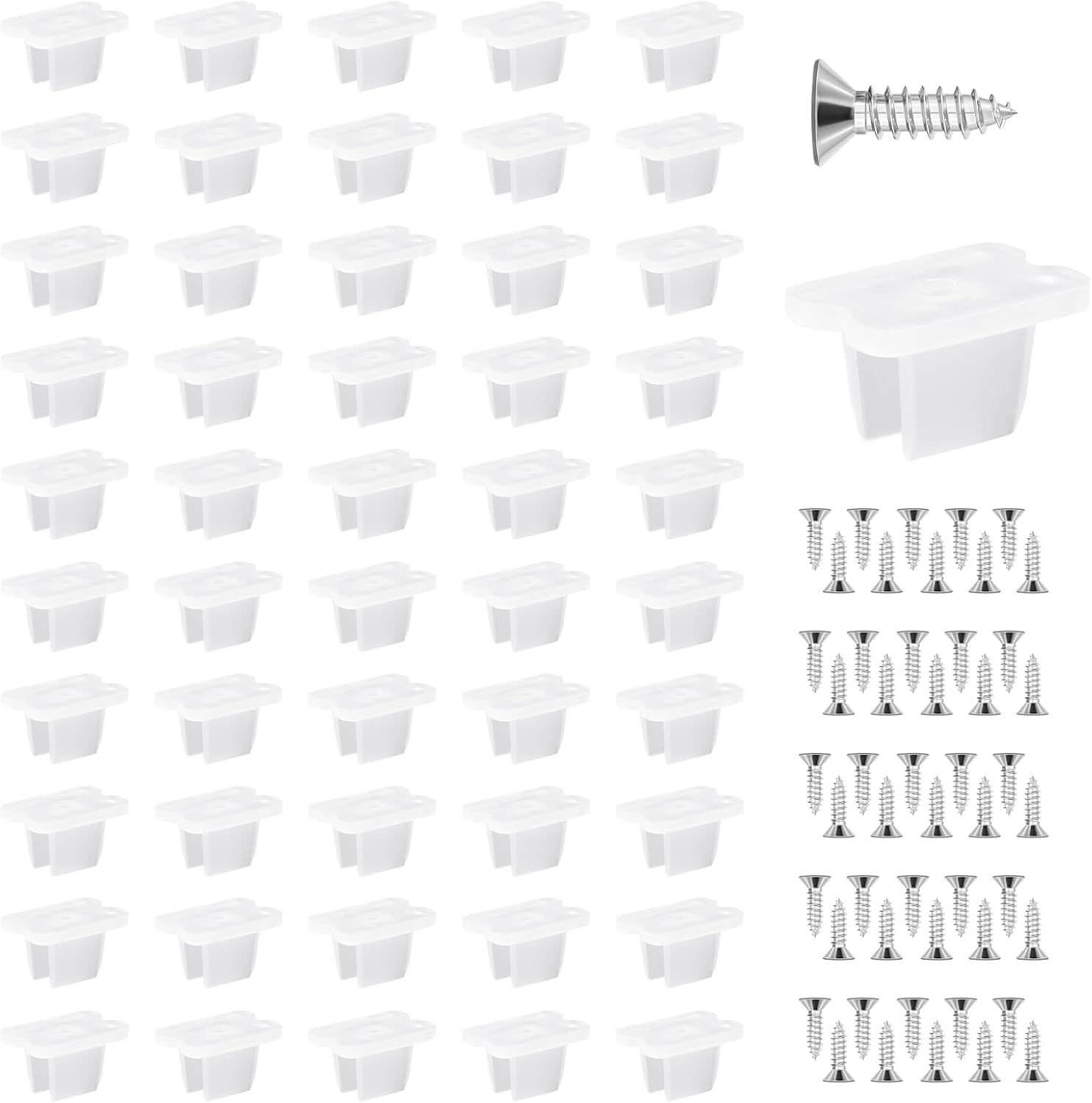 VOSSOT Pack of 50 Waterproof LED Light Strip Clips, Mounting Bracket Clips, Suitable for 5 Mm to 6 Mm Silicone LED Strip Holder, Includes Screws, Translucent image number 3