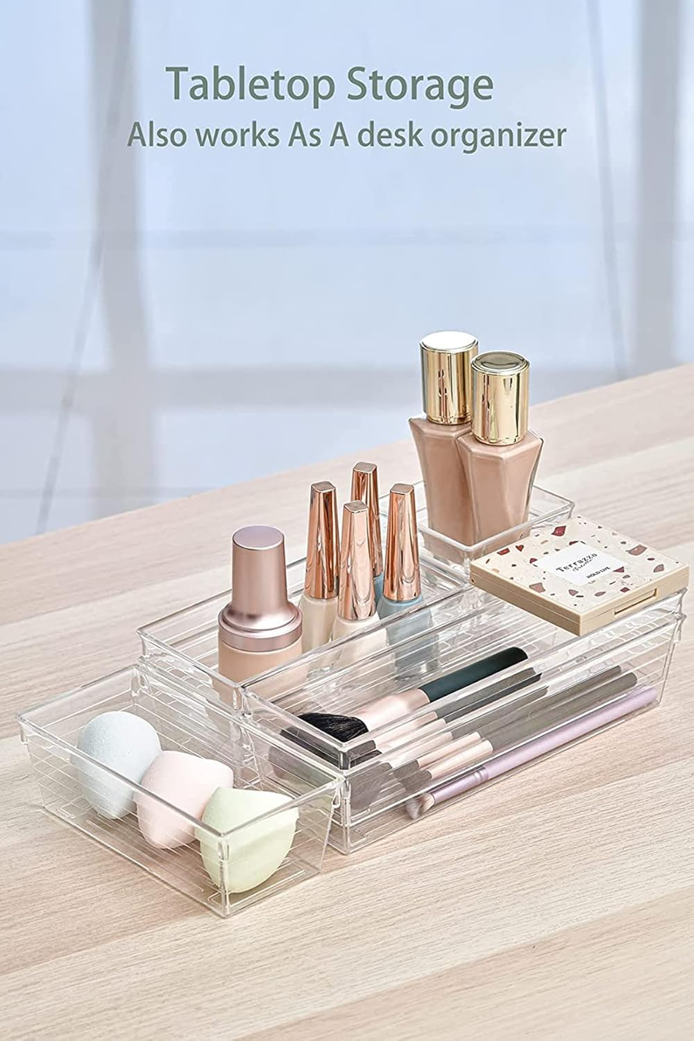 Grace Store 15 PCS Clear Plastic Drawer Organizer Tray for Makeup, Kitchen Utensils, Jewelries, and Gadgets image number 3