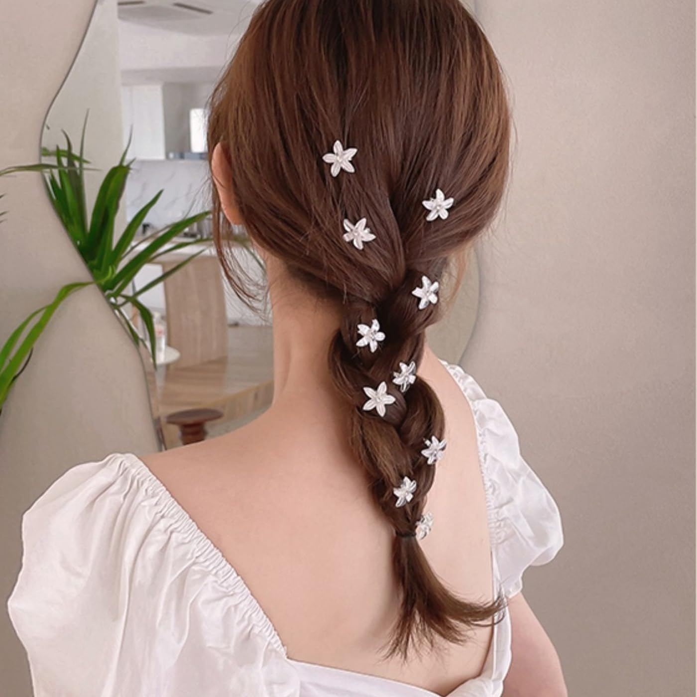 AYNKH 20 Pieces Small Lily Hair Clips White Pink Rhinestone Cute Metal Pins for Girls Women Bridal Wedding Decorative Daily Hair Accessories image number 3