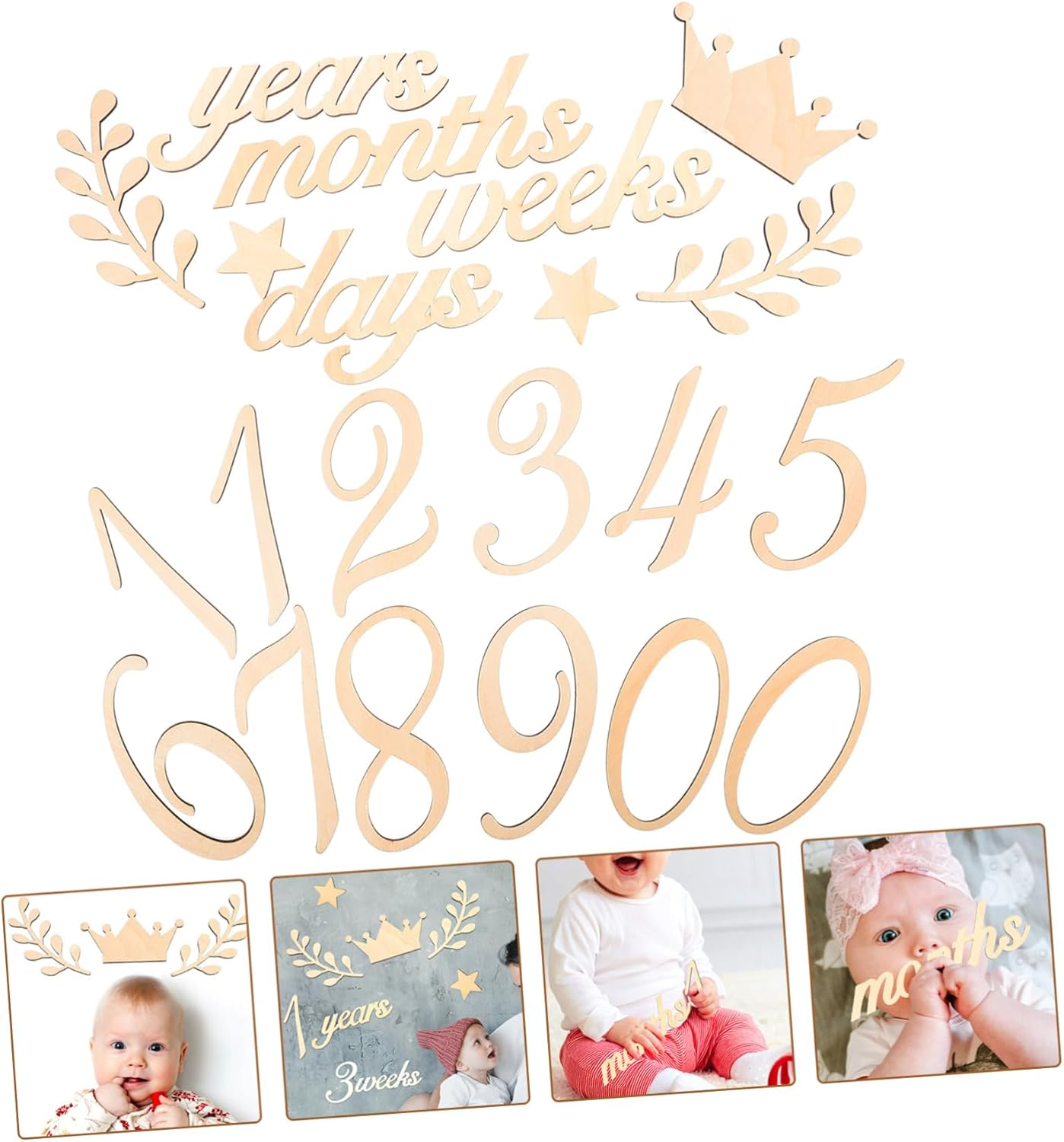 Wooden Milestone Disc for Newborn Announcement Signs Months Growth Cards Delicate Party Decorations for Shower image number 6