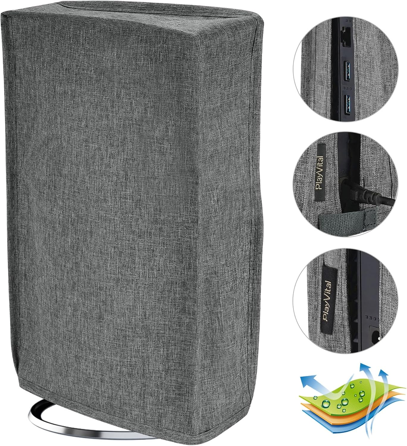 Playvital Vertical Dust Cover for Ps5 Slim Disc Edition(The New Smaller Design), Transparent Dust Proof Protector Waterproof Cover Sleeve for Ps5 Slim Console