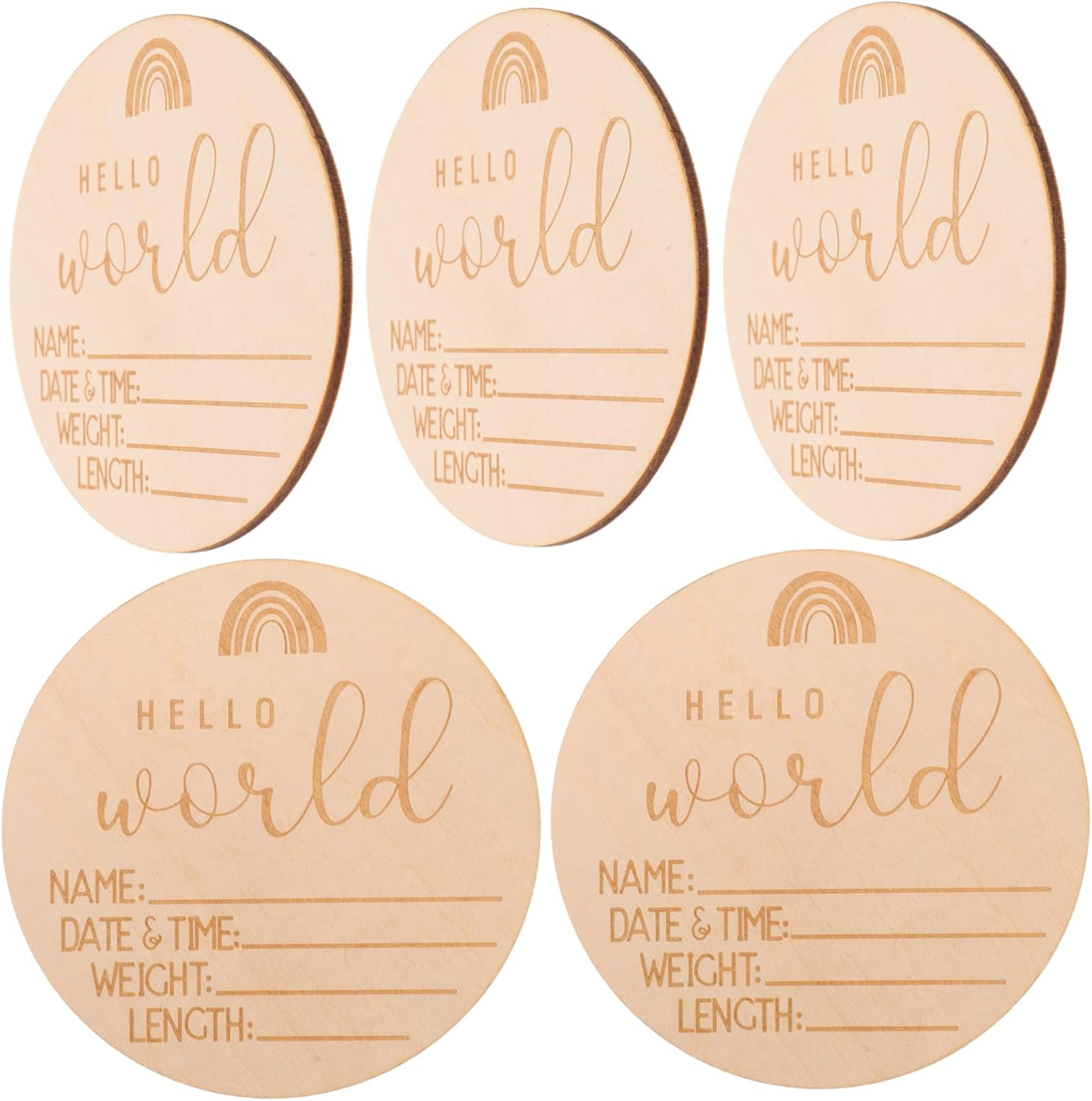 SECFOU 5Pcs Newborn Name Announcement Sign Cherished Shower Photo Props for Memory Recording Design Keepsake Cards for Parents image number 3