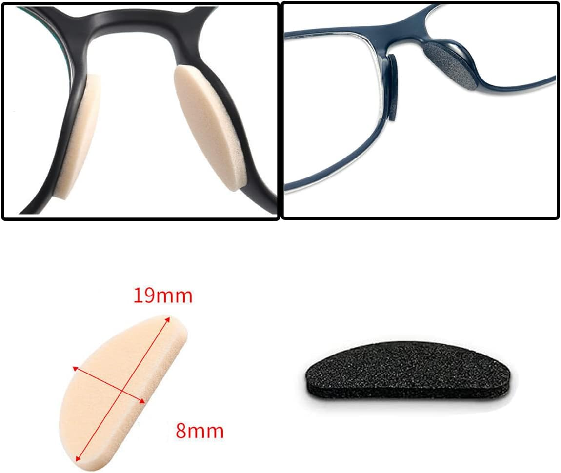 Eyeglass Nose Pads, Soft Non-Slip Foam Nose Pads Self Adhesive for Sunglasses,Plastic Frames Glasses,Glasses,D-Shape,20 Pairs(Black) - Skin Color image number 3