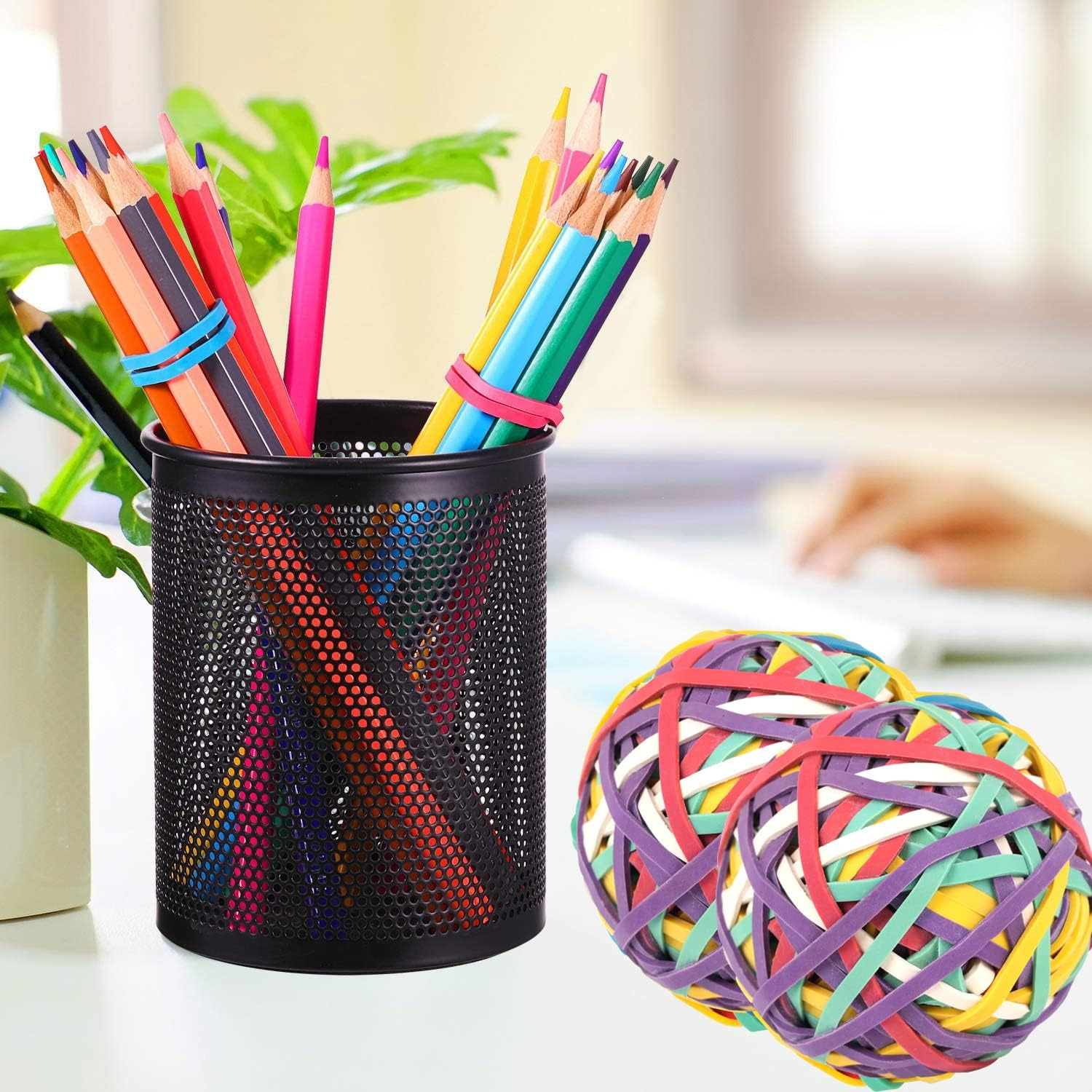 Rubber Band 2 Pack Ball #33 Mixed Color about 300Pcs Rubber Bands for Office School Home,Strong Elastic Band Loop