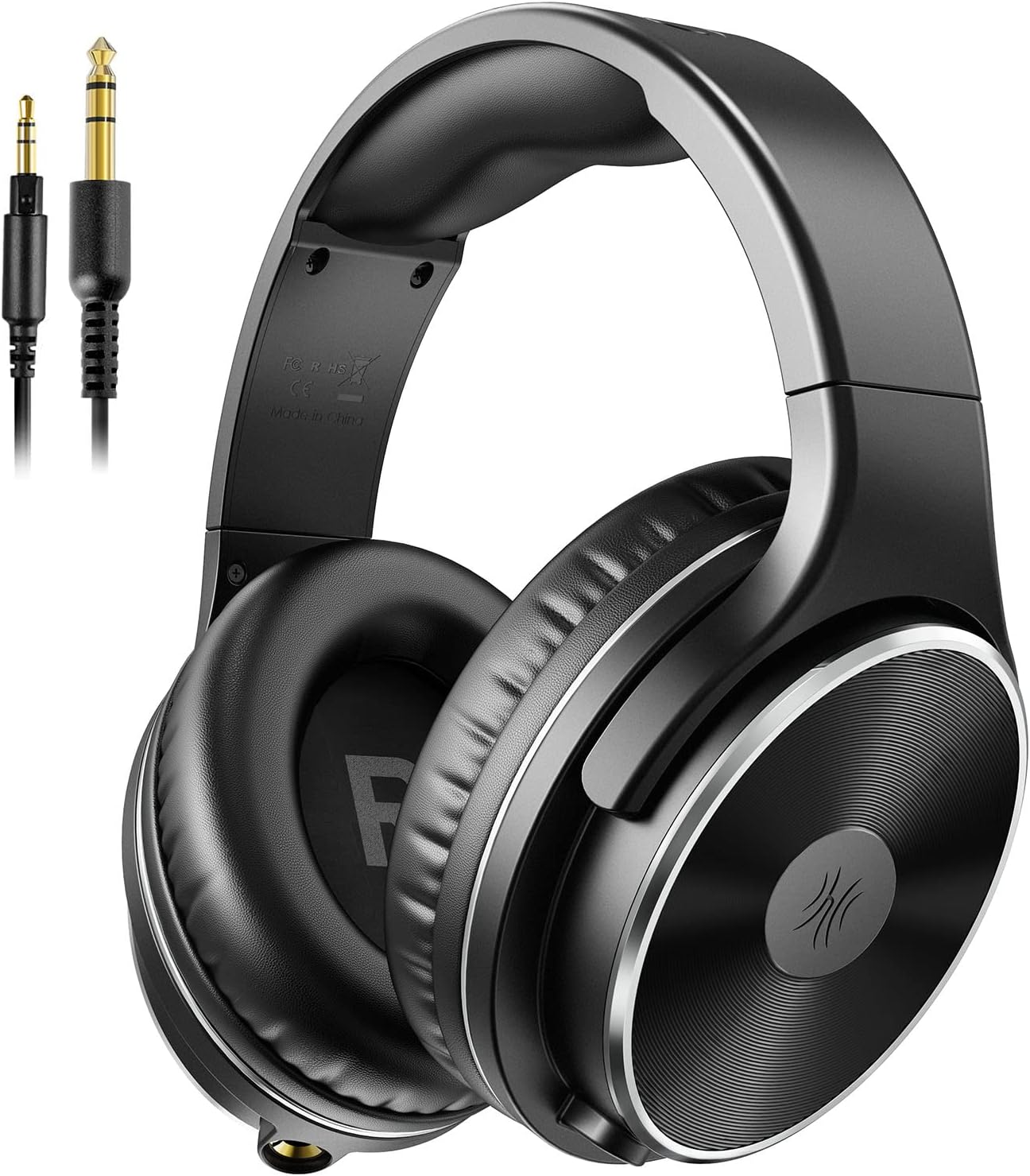 Oneodio over Ear Wired Hi-Fi Studio Headphones 50Mm Speaker 1/4 Inch 6.35Mm Jack Adapter Free Closed-Back Headphones for DJ Electric Drum Keyboard Guitar Amp PC Ipad Music Cell Phone (Black)