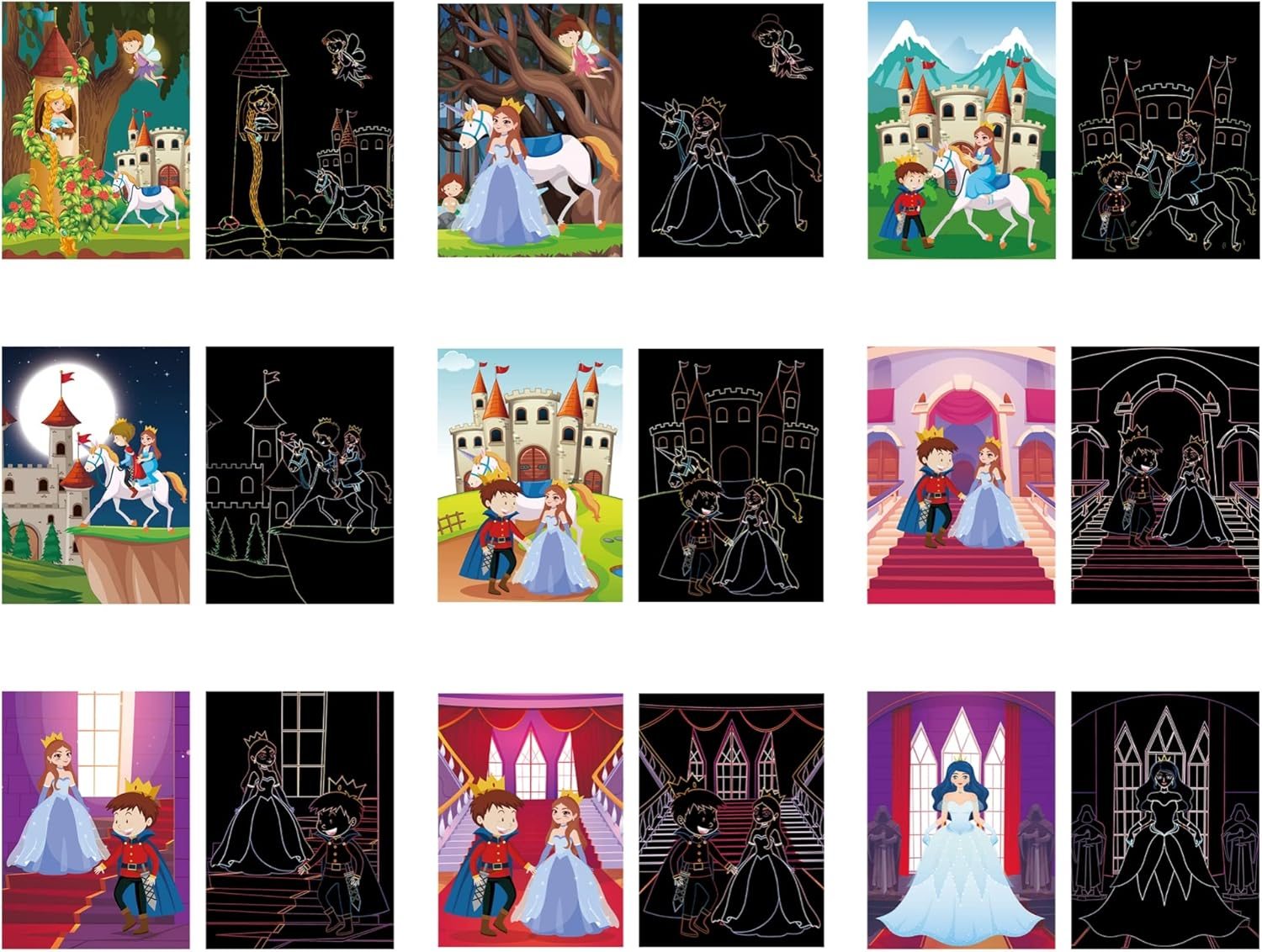 Scratch Picture Set for Children: 9 Scratching Motifs with Great Colour Effects, Various Themes Such as Animal World, Unicorns, Pirates, Dinosaurs, Mermaids (Fairy Tale and Wizardess) image number 5