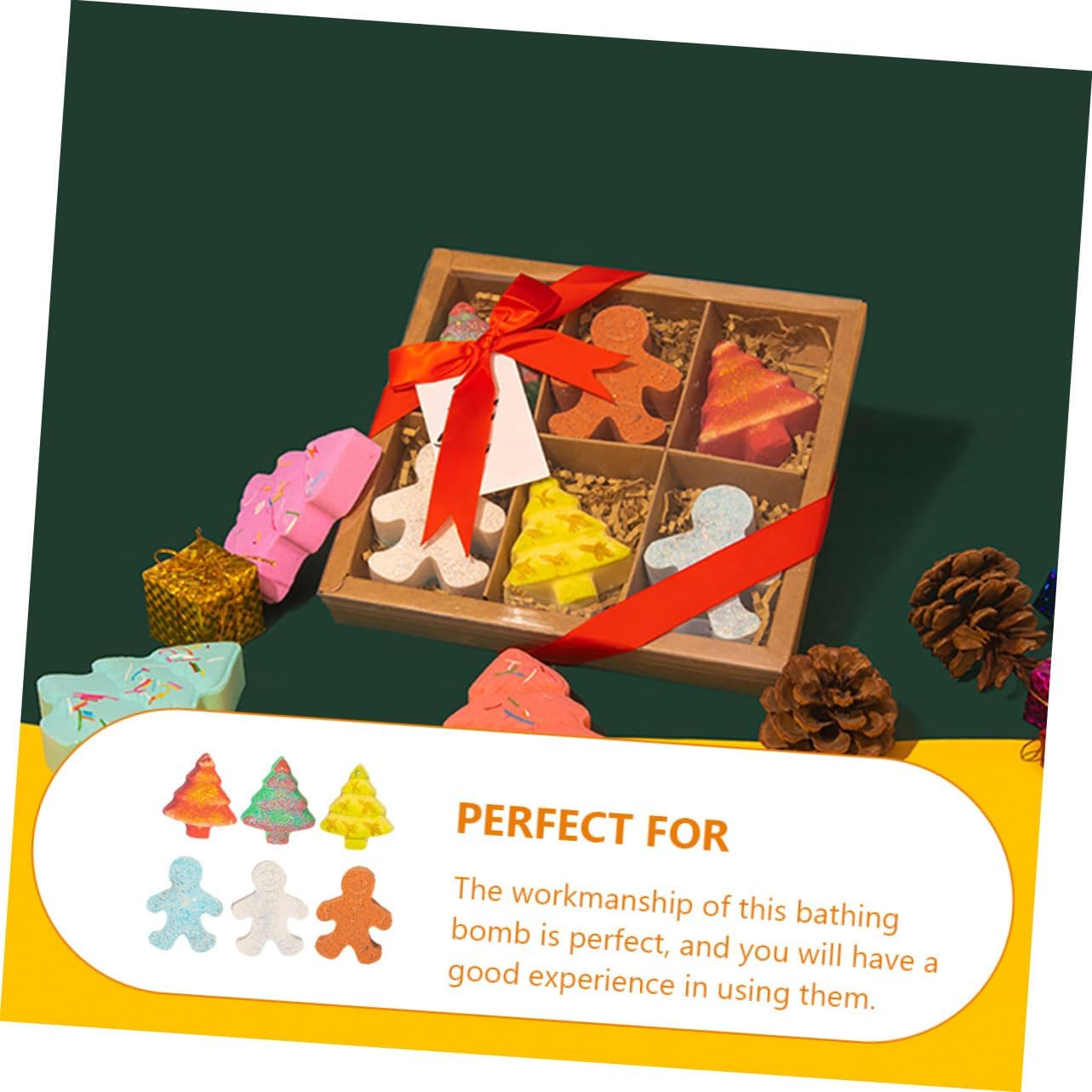 NULYLU 6Pcs Gingerbread Man Bath Salt Christmas Themed Aromatherapy Bathing for Boys and Girls Rich Foaming Shower Salt for Relaxing and Foot Soaks image number 6