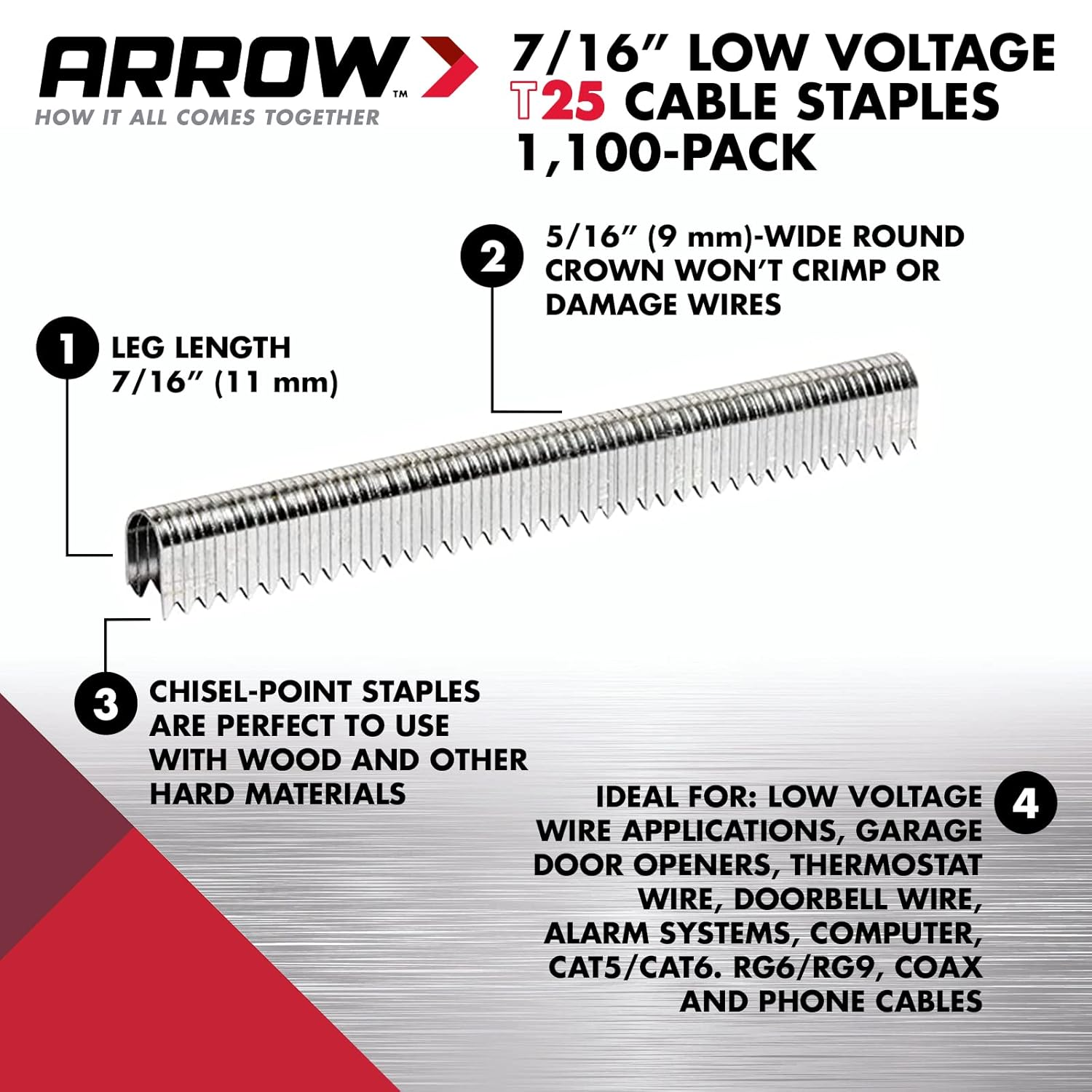 Arrow Fastener 257 Genuine T25/T2025 7/16-Inch Staples, 1,000-Pack image number 4