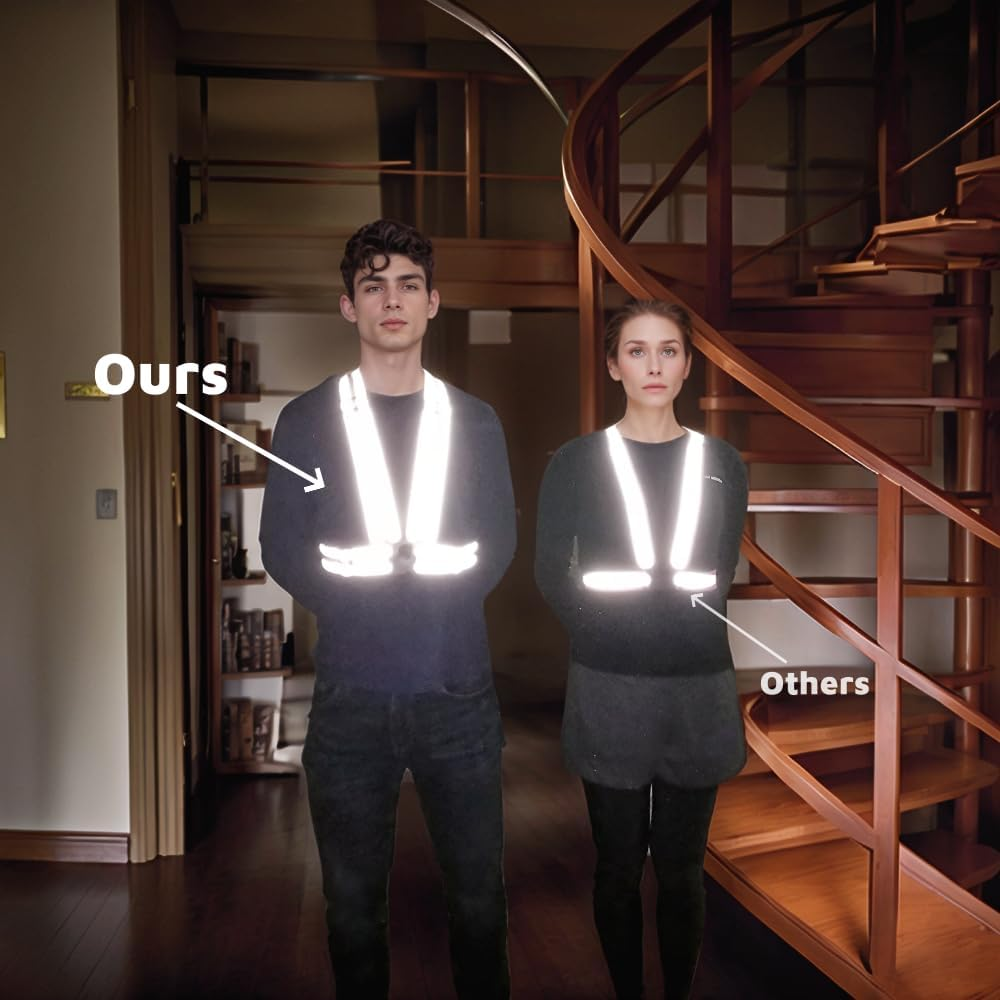 IDOU High Visibility Straps |Reflective Running Gear|Safety Vest for Men Women - 2, 2Pc-Yellow image number 6