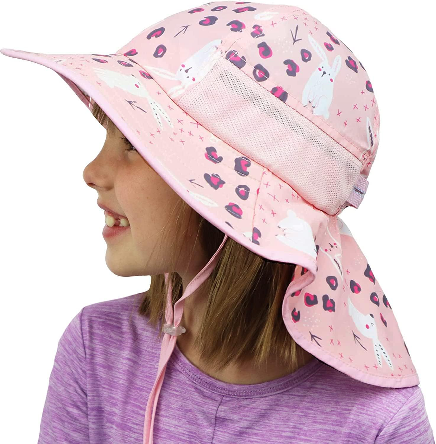 Icolor Kids Sun Hats Toddlers Upf50+Bucket Summer Beach Play UV Sun Protection Hats with Neck Flap for Ages 3~10 Boy Girls image number 6