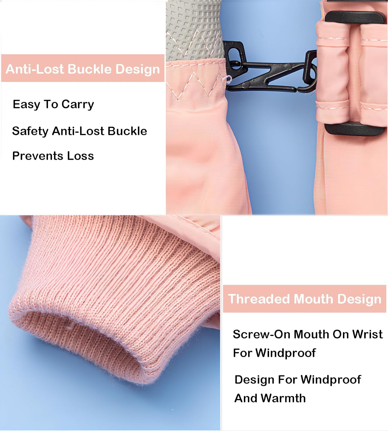 Eohak Kids Winter Snow Ski Gloves - Boys Girls Breathable Waterproof Gloves for Ourdoor Sports 5-10Y