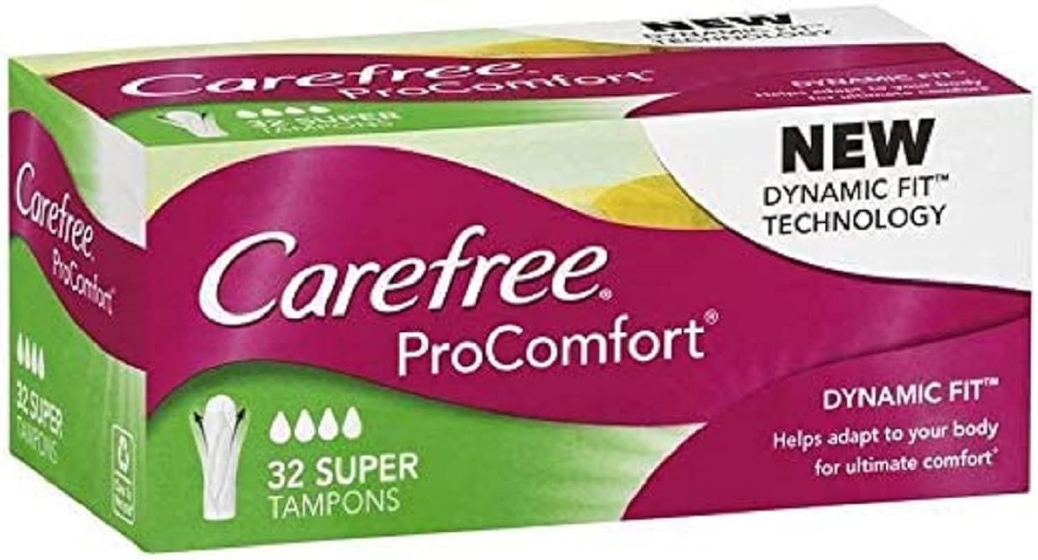Carefree Pro Comfort Dynamic Fit Regular Tampons, Pack of 32